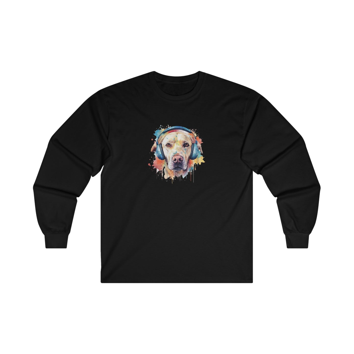 Labrador Retriever with Headphones Long Sleeve Tee