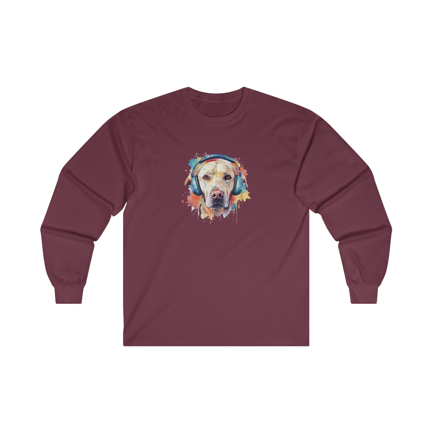 Labrador Retriever with Headphones Long Sleeve Tee