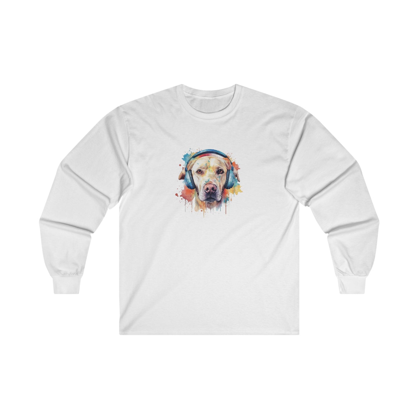 Labrador Retriever with Headphones Long Sleeve Tee
