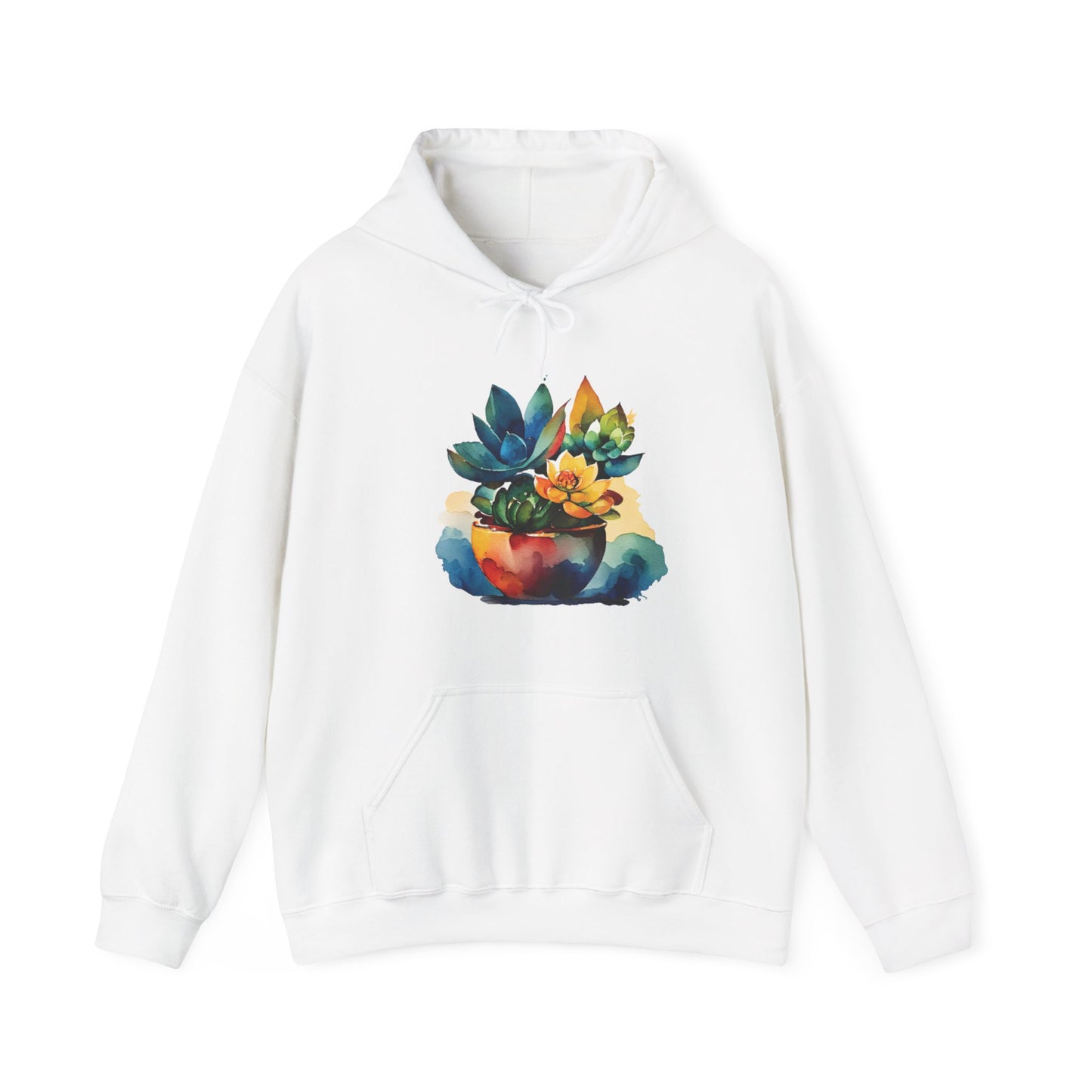 Watercolor Succulent Hooded Sweatshirt