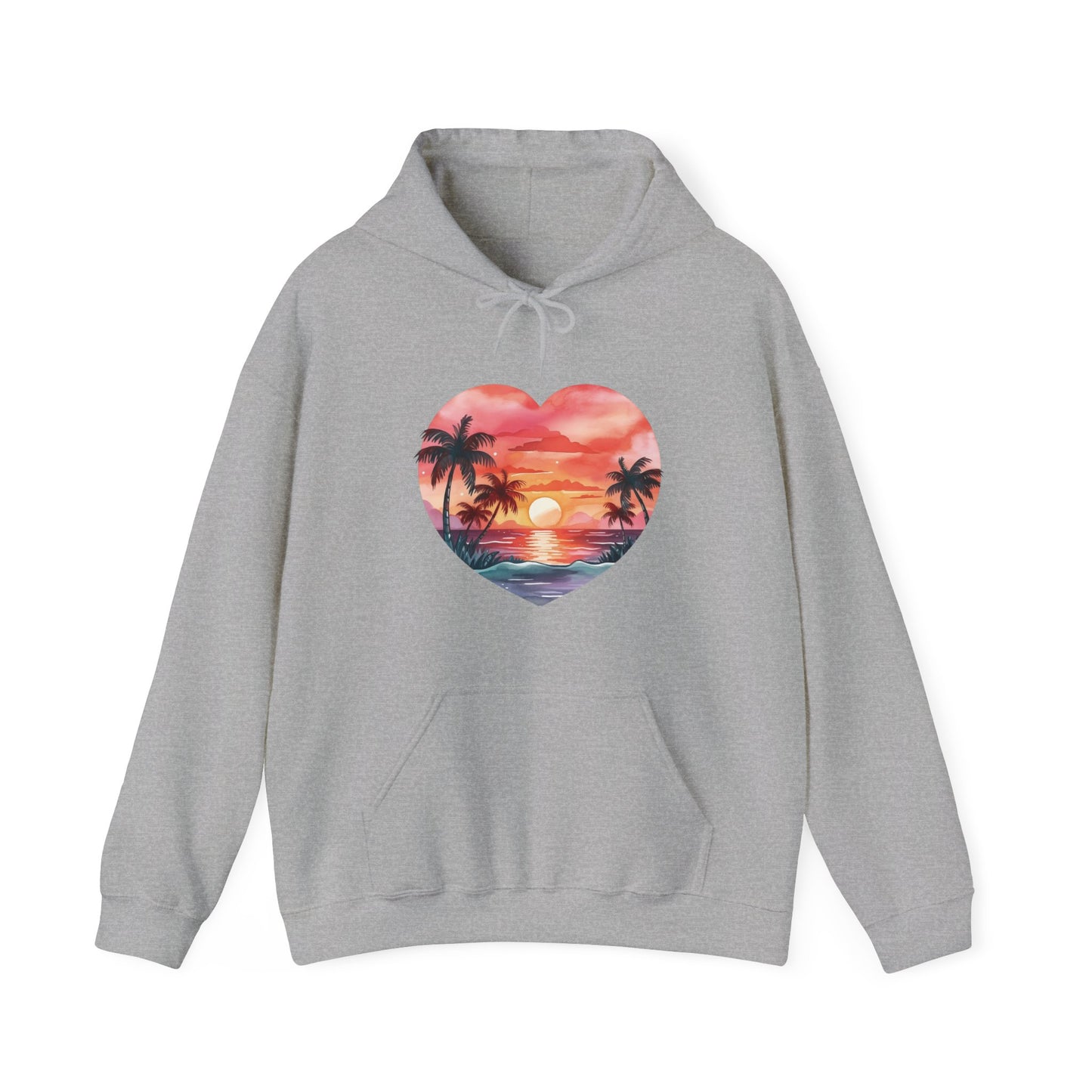 Retro Beach Sunset Heart Hooded Sweatshirt
