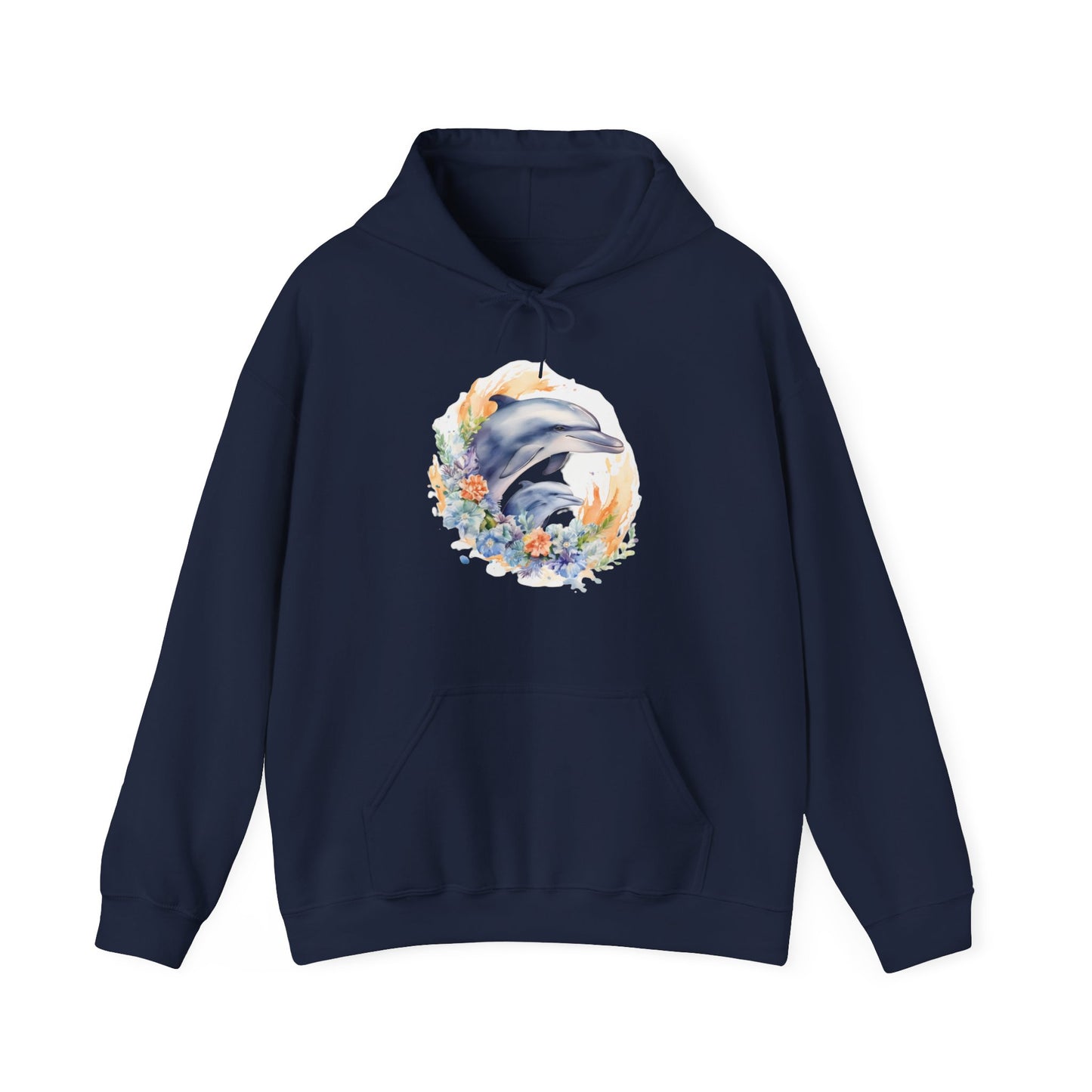 Watercolor Dolphins Hooded Sweatshirt