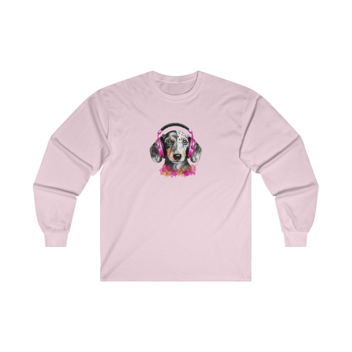 Dog with Headphones Long Sleeve Tee