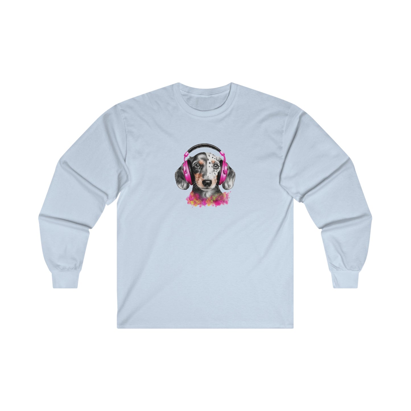 Dog with Headphones Long Sleeve Tee