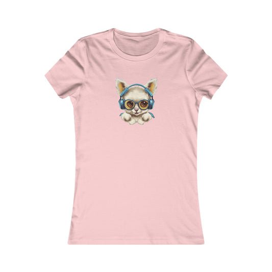 Puppy with Headphones Fitted Tee