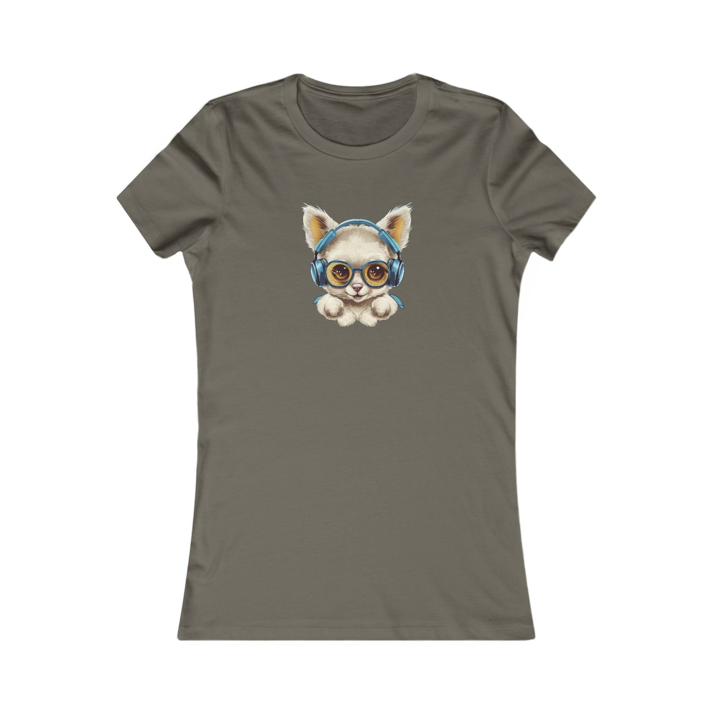 Puppy with Headphones Fitted Tee