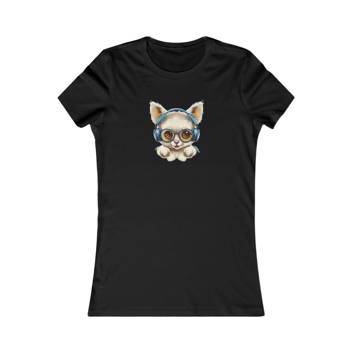 Puppy with Headphones Fitted Tee