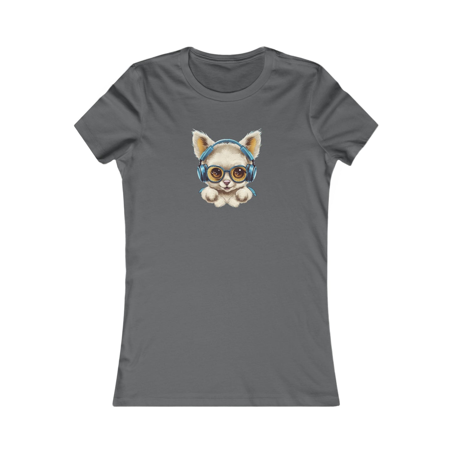 Puppy with Headphones Fitted Tee