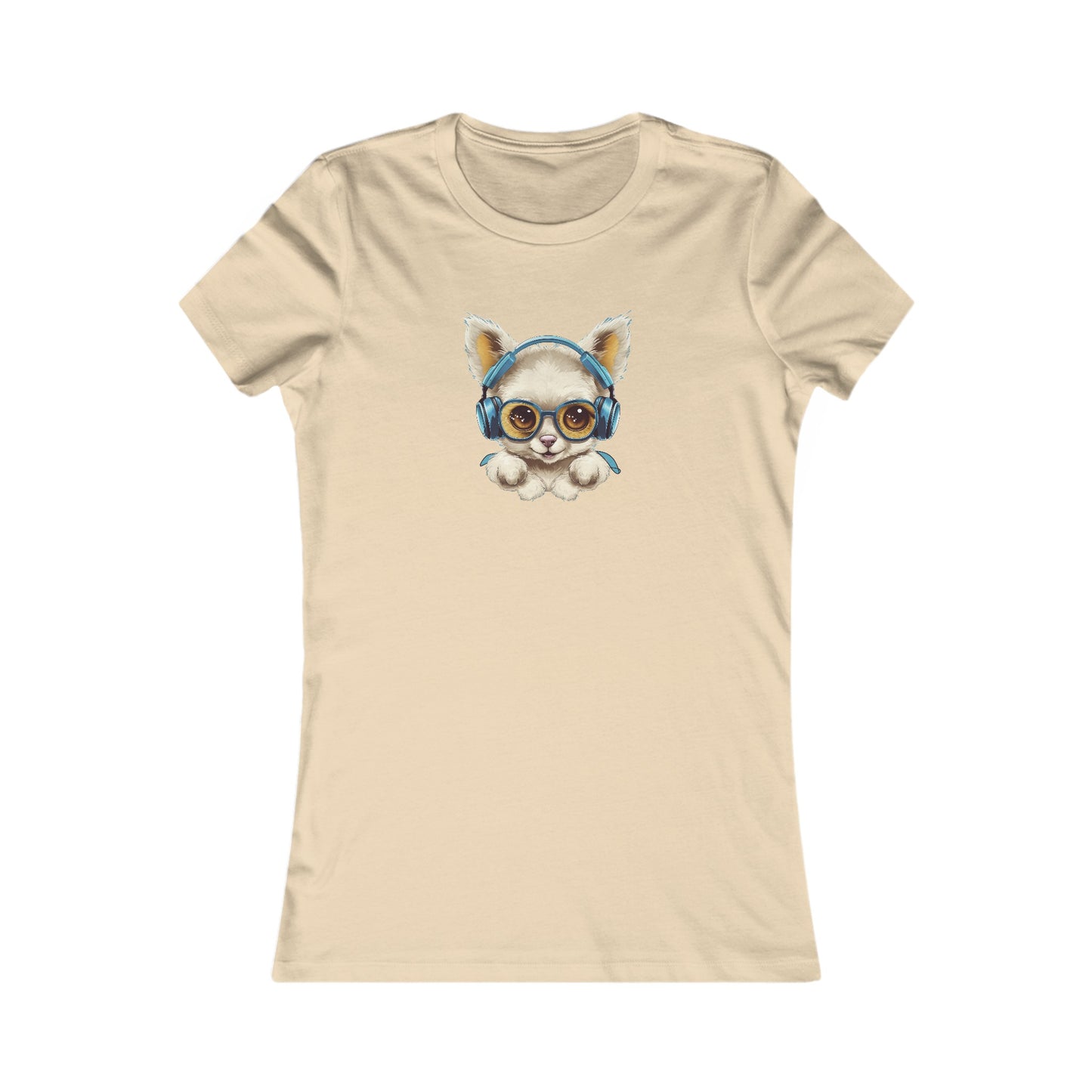 Puppy with Headphones Fitted Tee