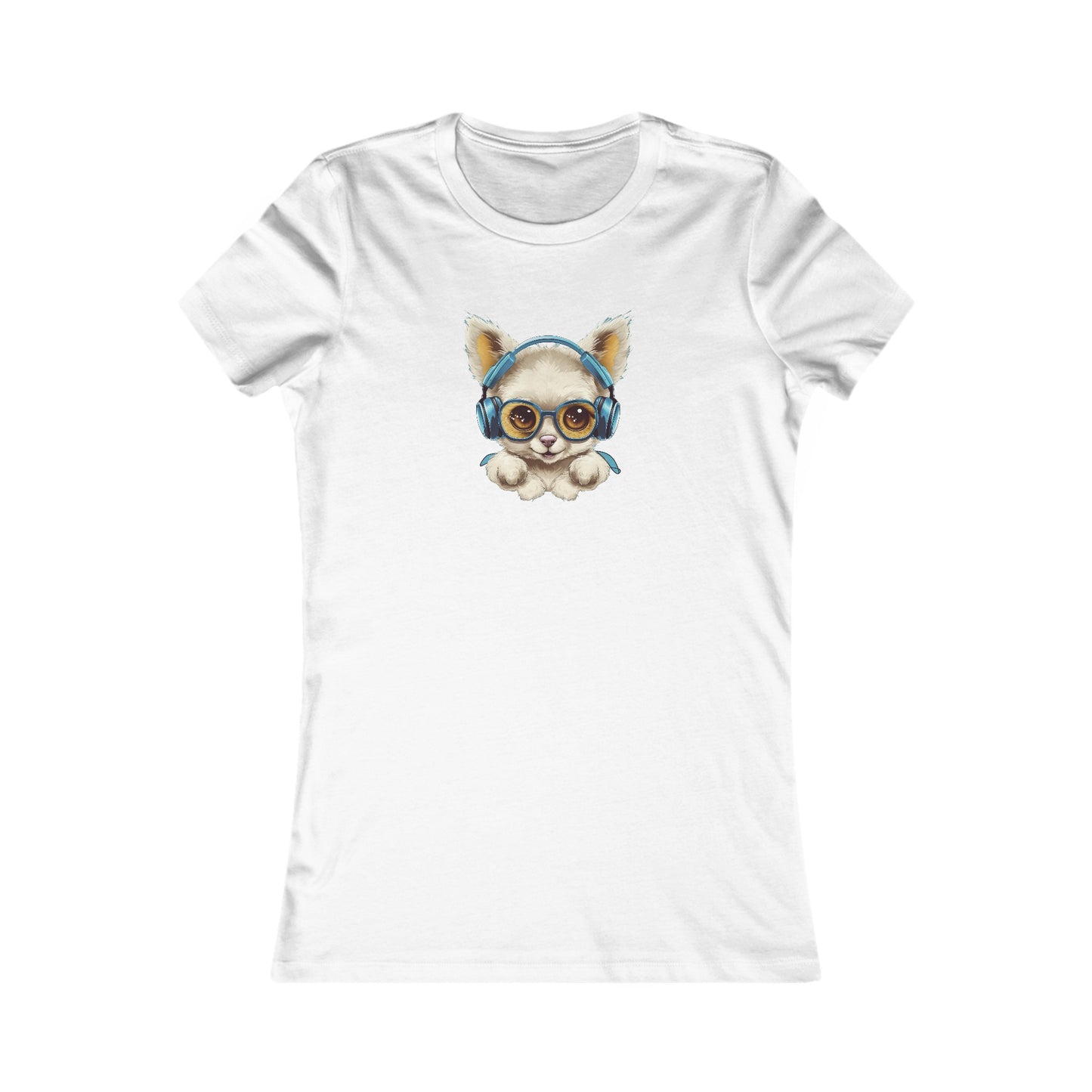 Puppy with Headphones Fitted Tee