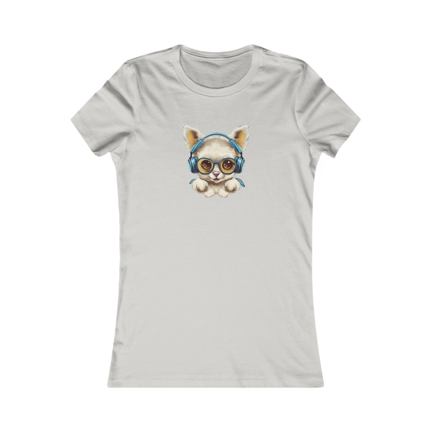 Puppy with Headphones Fitted Tee