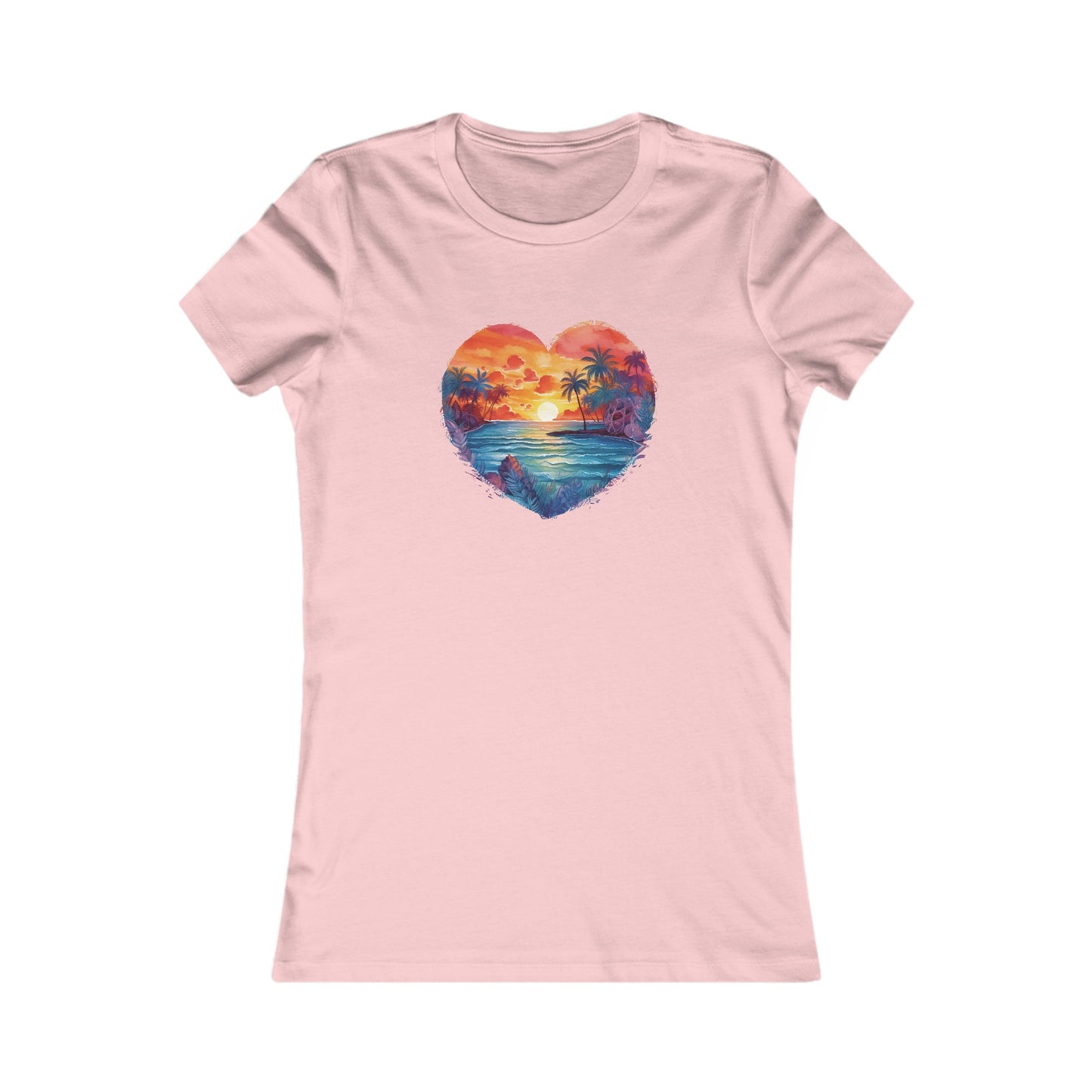 Painted Beach Sunset Heart Fitted Tee