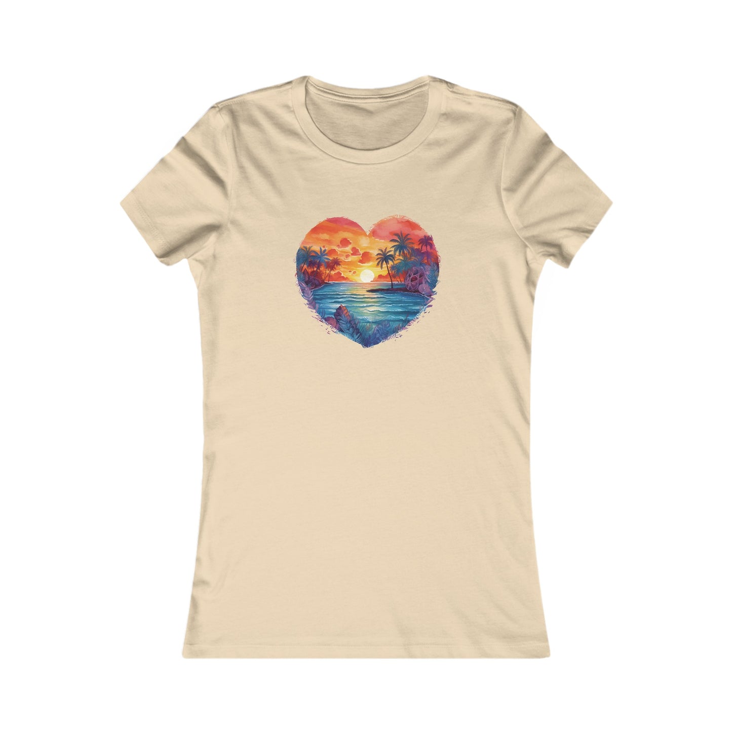 Painted Beach Sunset Heart Fitted Tee