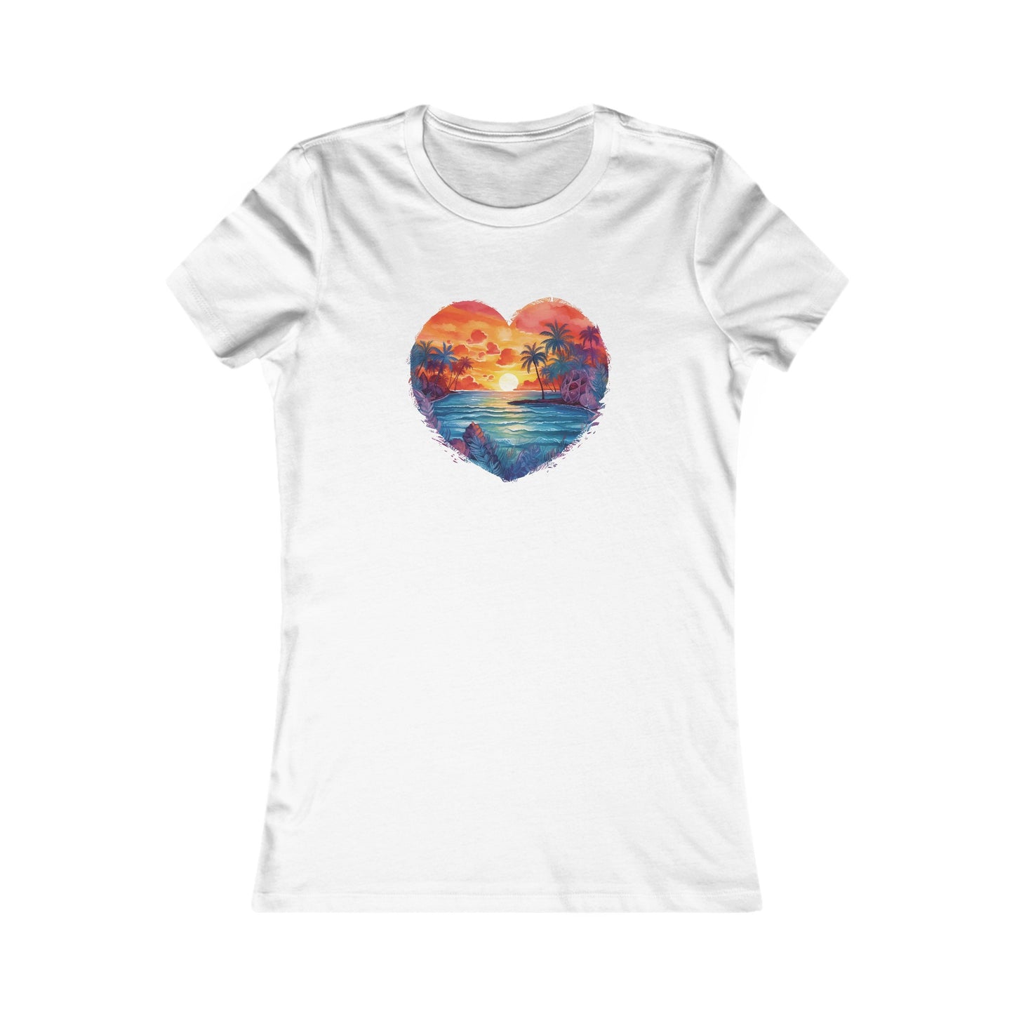 Painted Beach Sunset Heart Fitted Tee