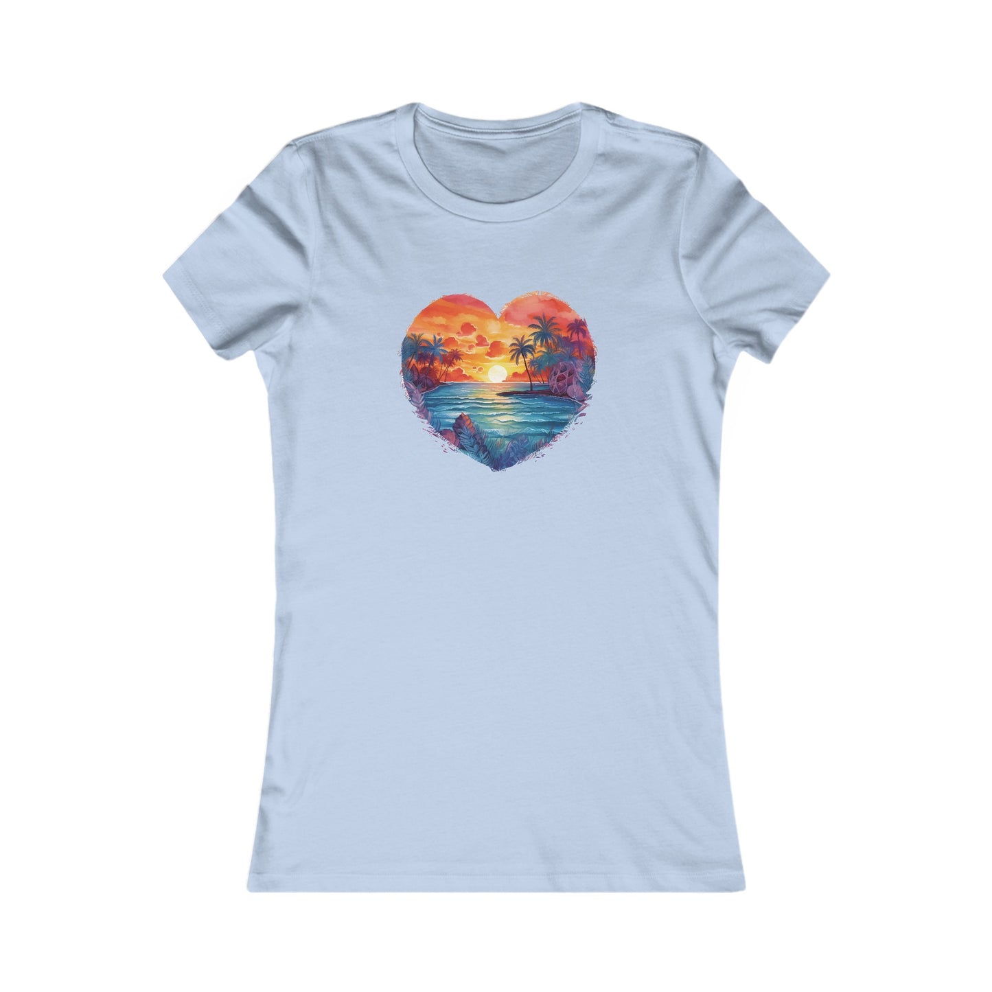 Painted Beach Sunset Heart Fitted Tee