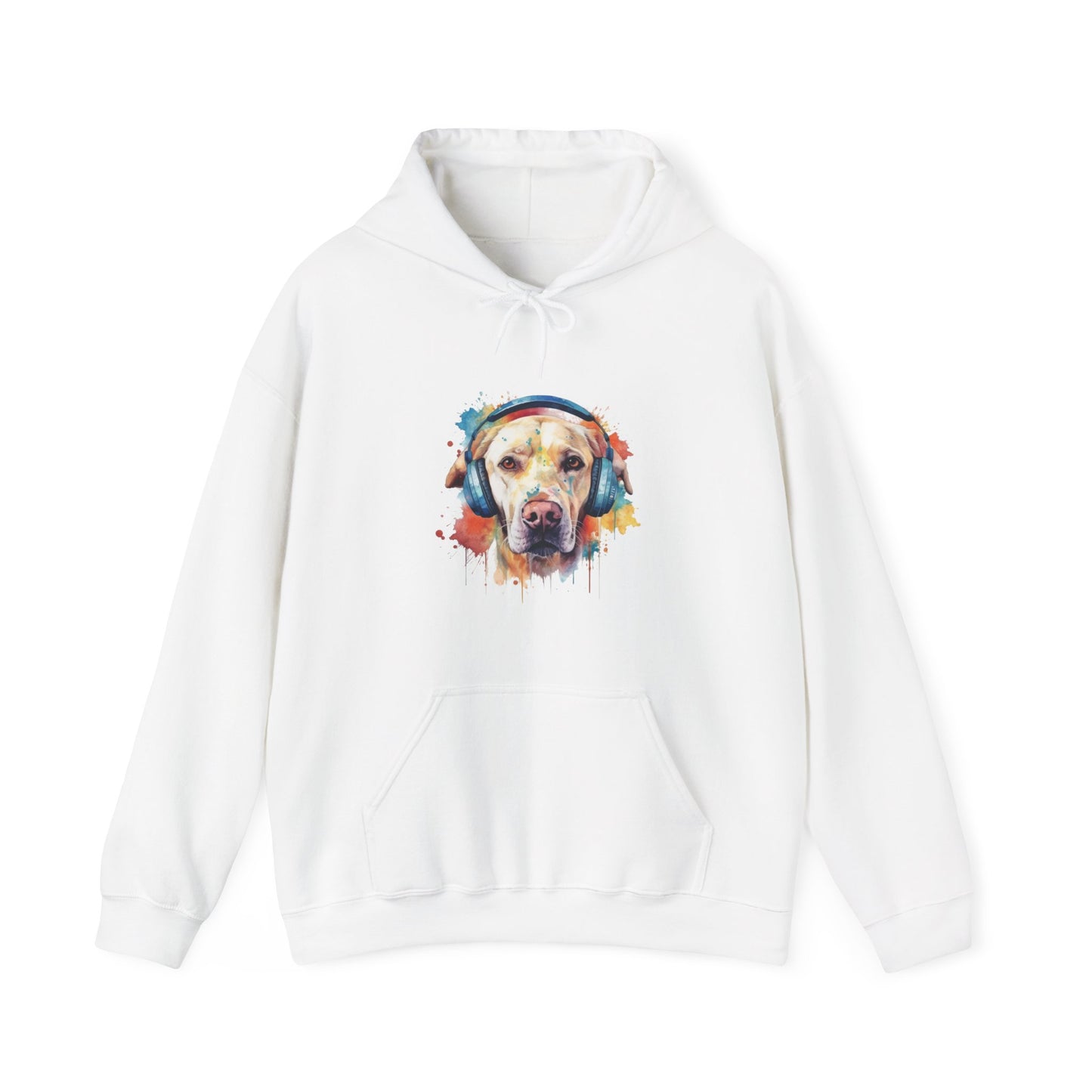 Labrador Retriever with Headphones Hooded Sweatshirt