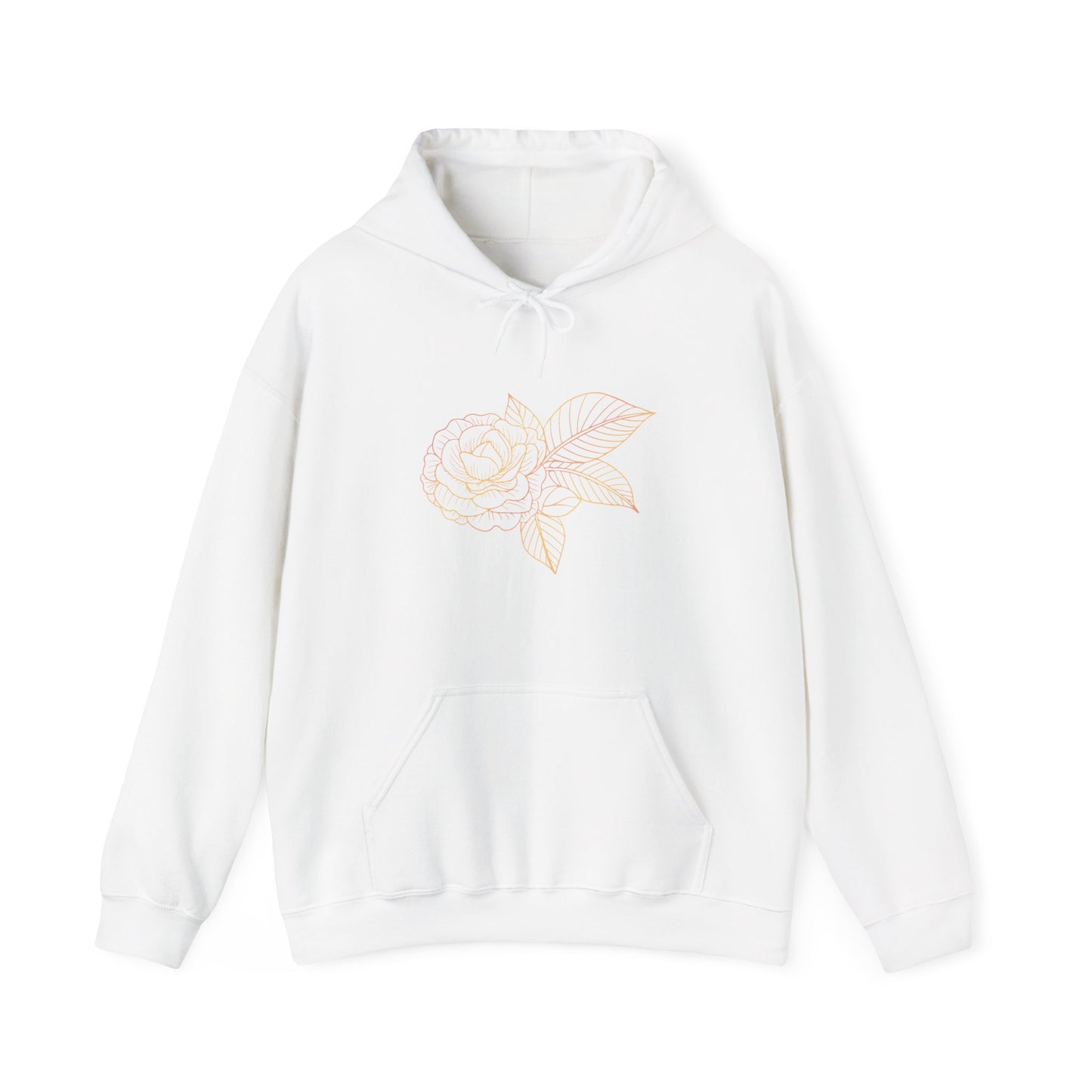 Colorful Rose with Leaves Hooded Sweatshirt