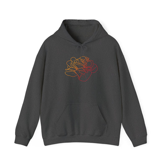 Colorful Rose Outline Hooded Sweatshirt