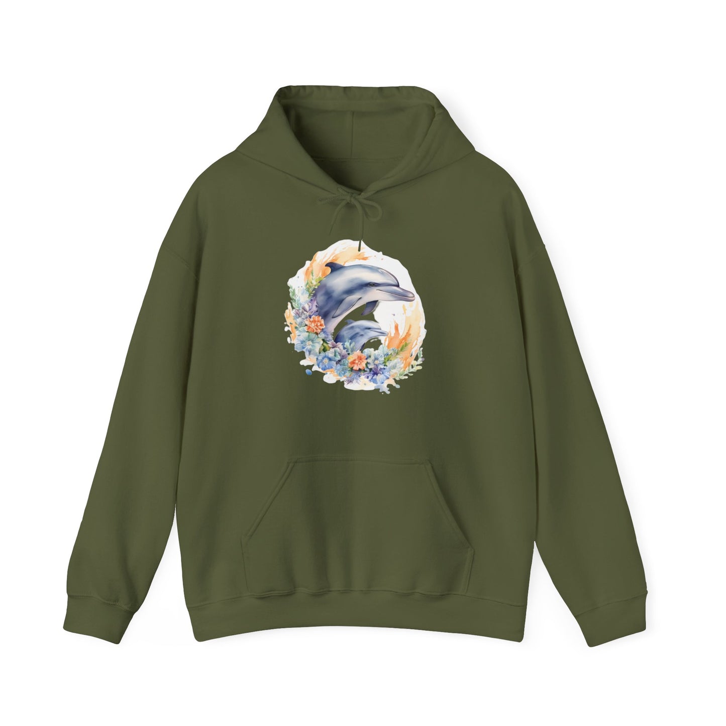 Watercolor Dolphins Hooded Sweatshirt