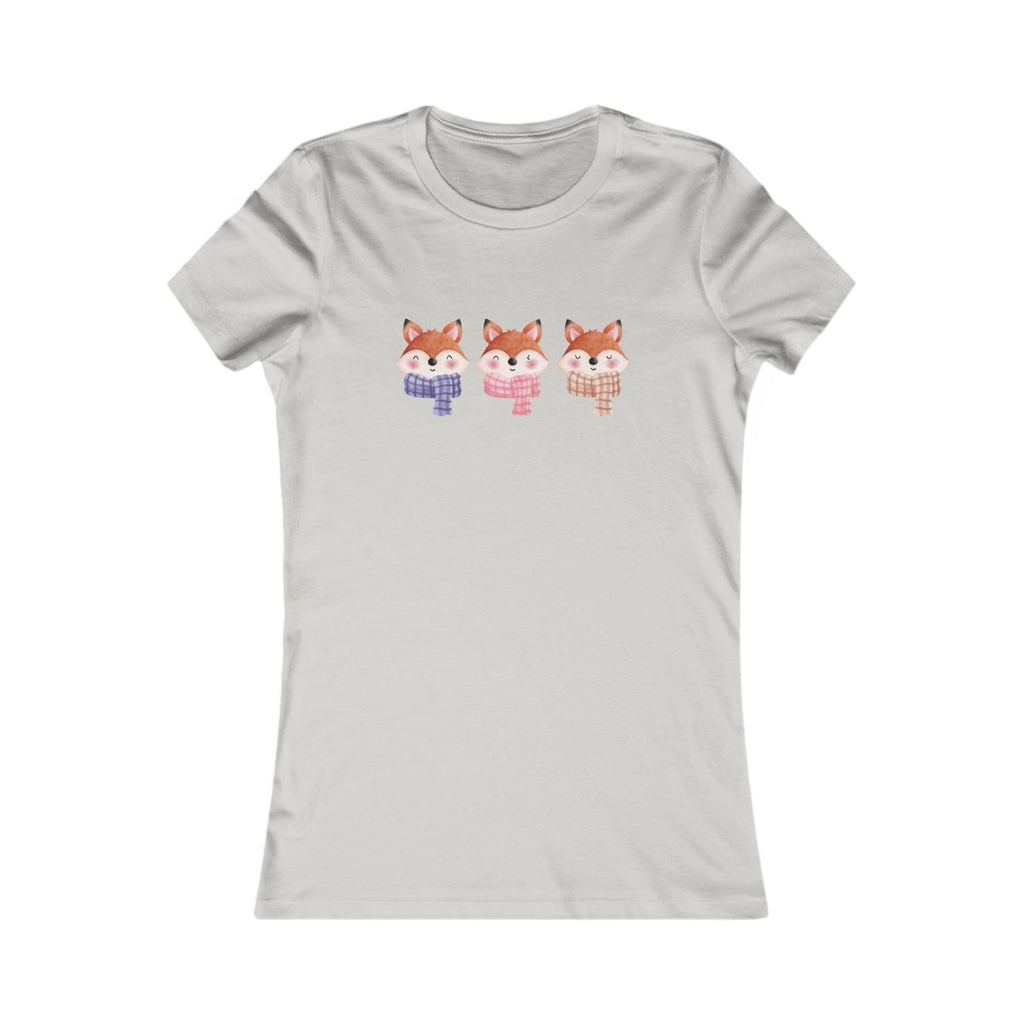 Cute Foxes in Scarves Fitted Tee