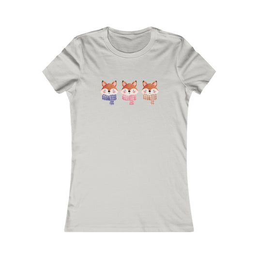 Cute Foxes in Scarves Fitted Tee