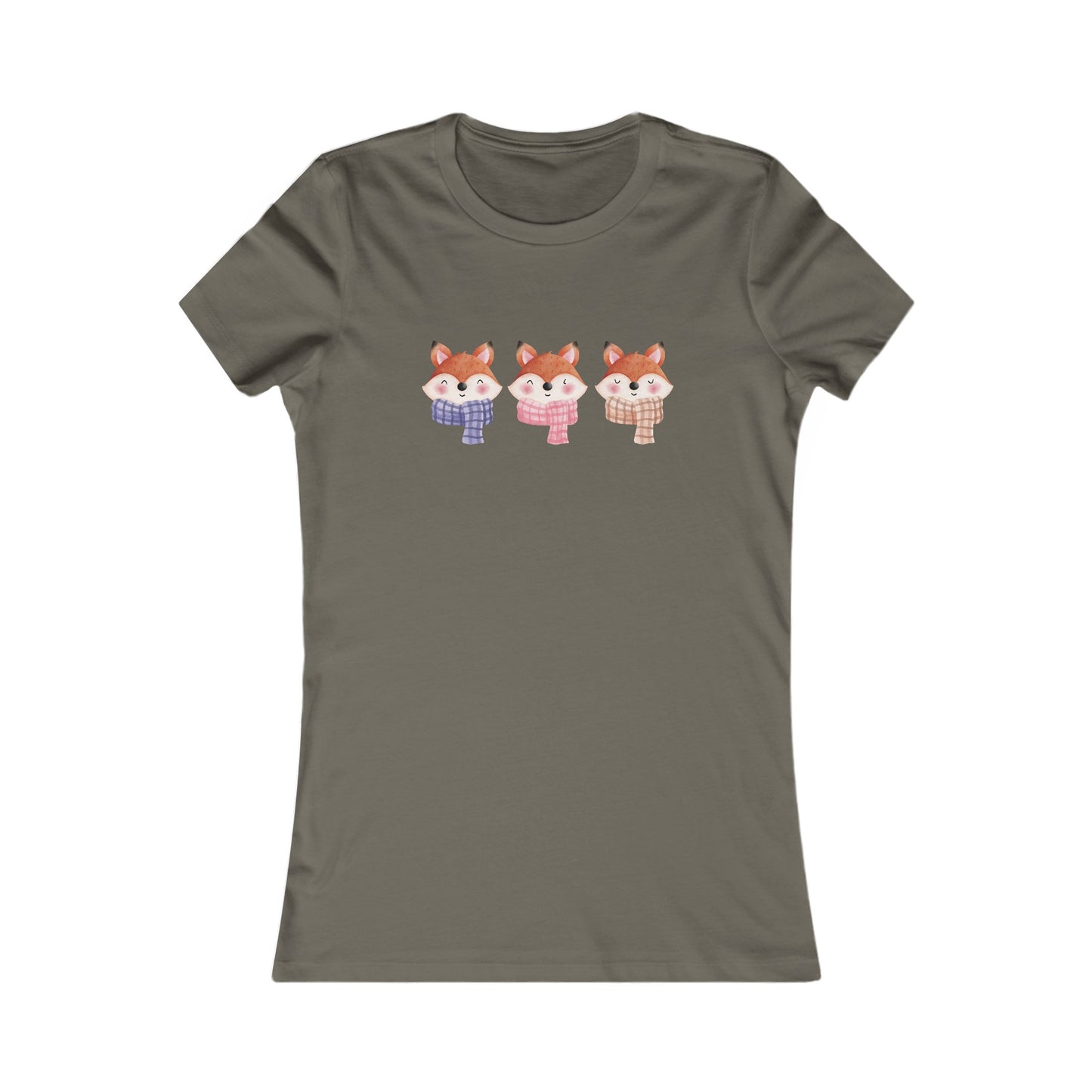 Cute Foxes in Scarves Fitted Tee