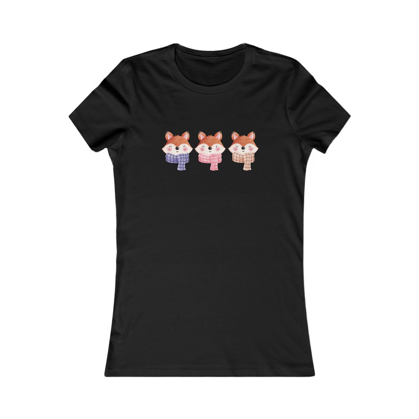 Cute Foxes in Scarves Fitted Tee