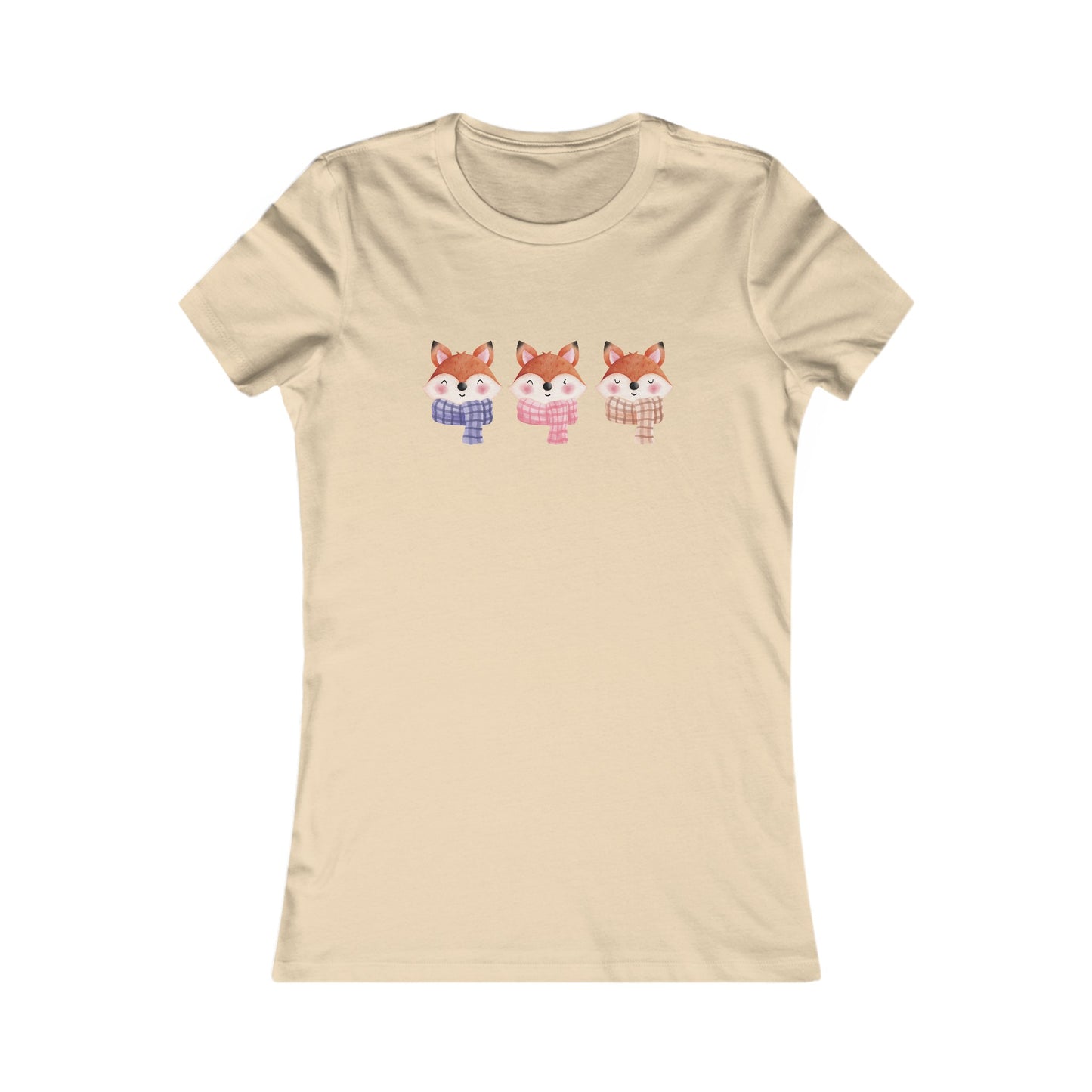 Cute Foxes in Scarves Fitted Tee