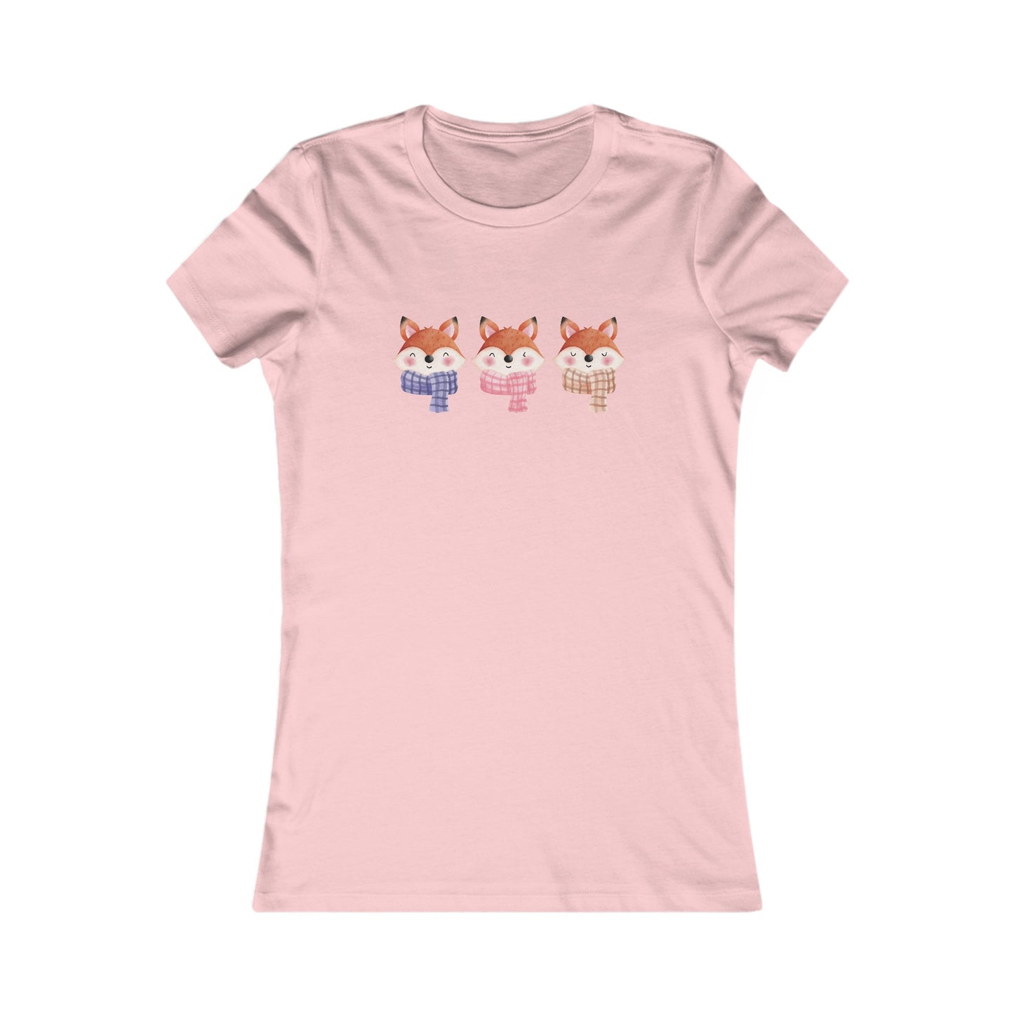 Cute Foxes in Scarves Fitted Tee