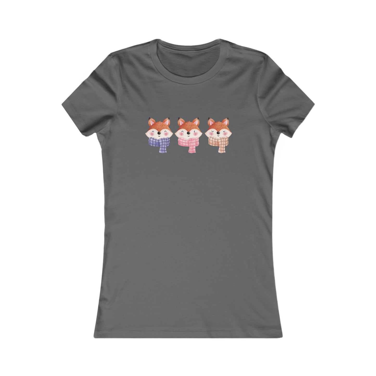 Cute Foxes in Scarves Fitted Tee