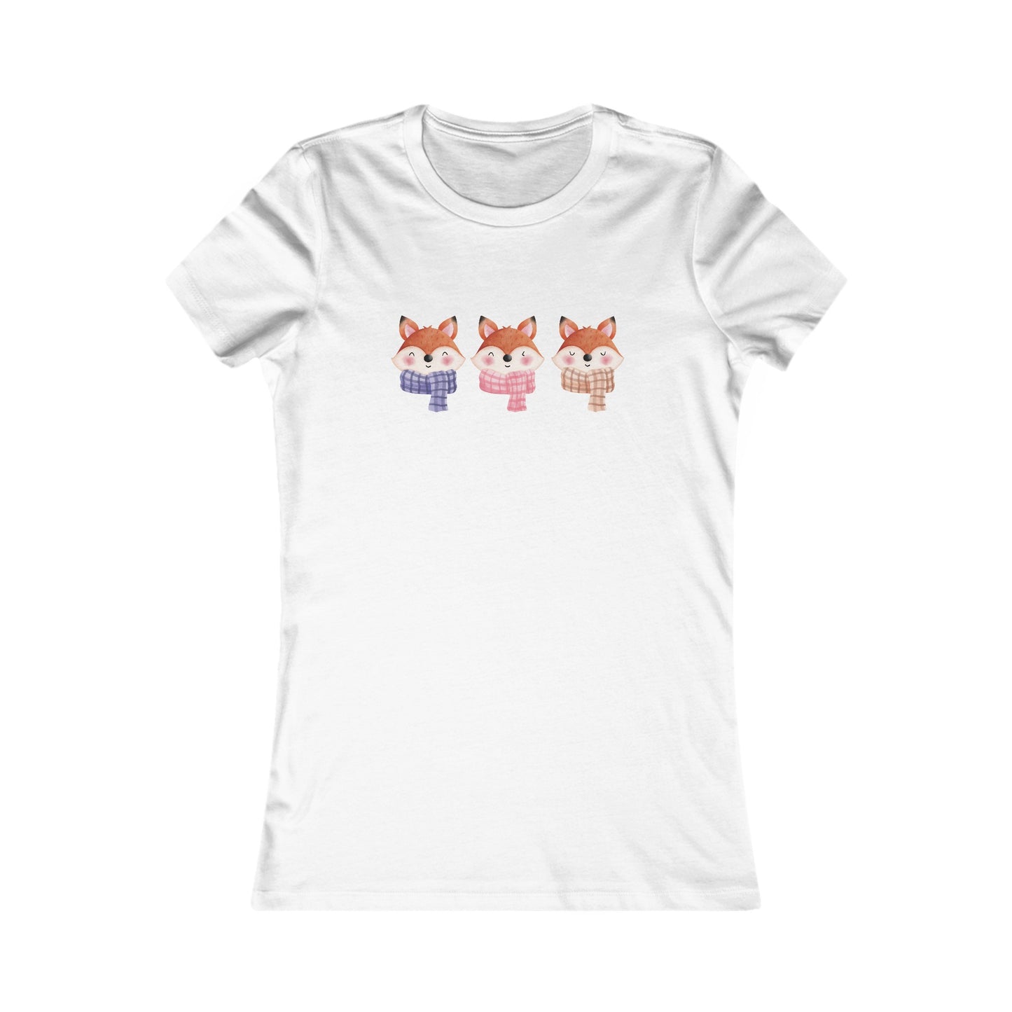 Cute Foxes in Scarves Fitted Tee