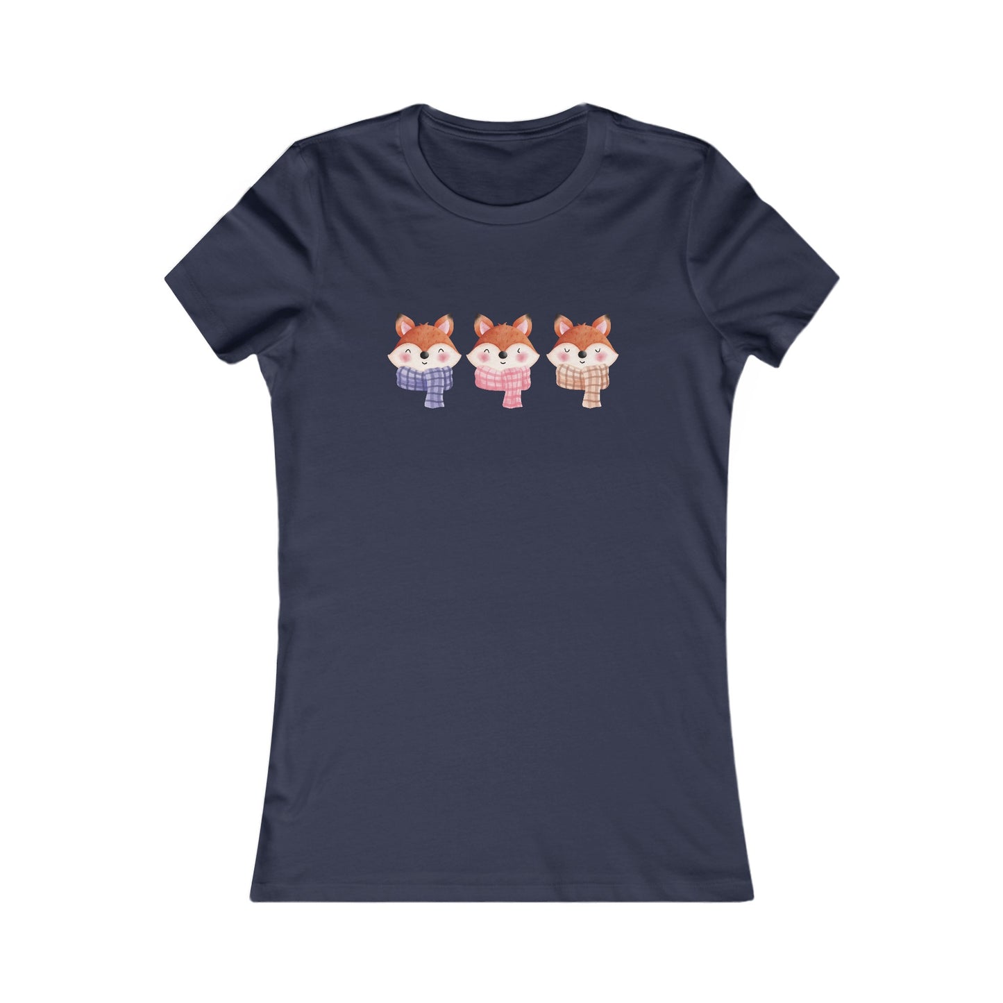 Cute Foxes in Scarves Fitted Tee