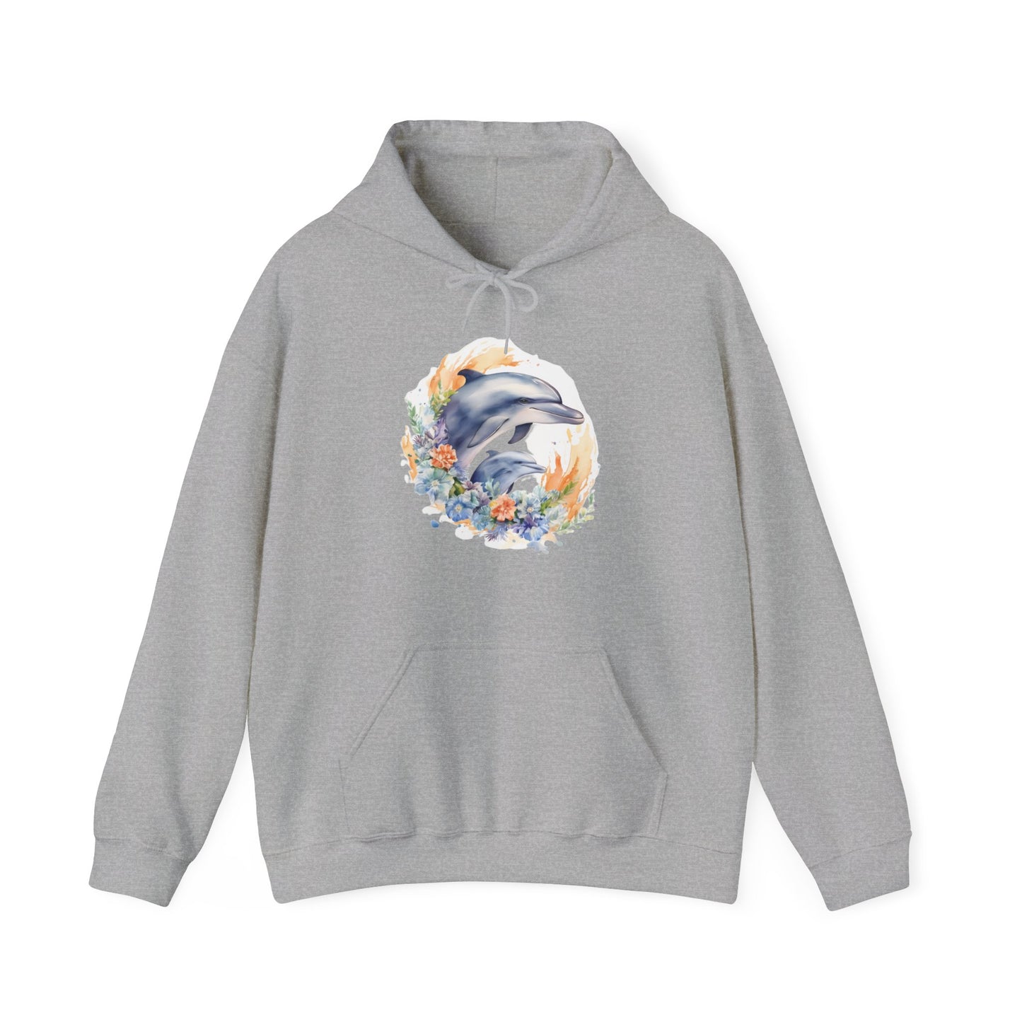 Watercolor Dolphins Hooded Sweatshirt