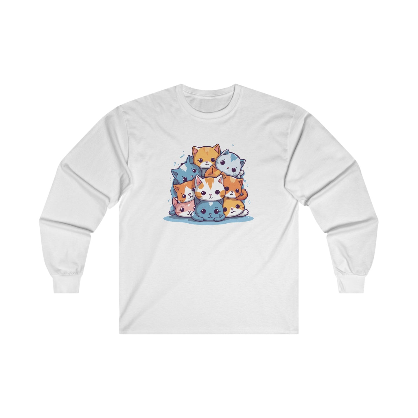 Cute Cat Pile Long Sleeve Tee