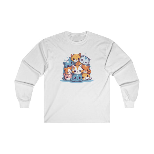 Cute Cat Pile Long Sleeve Tee