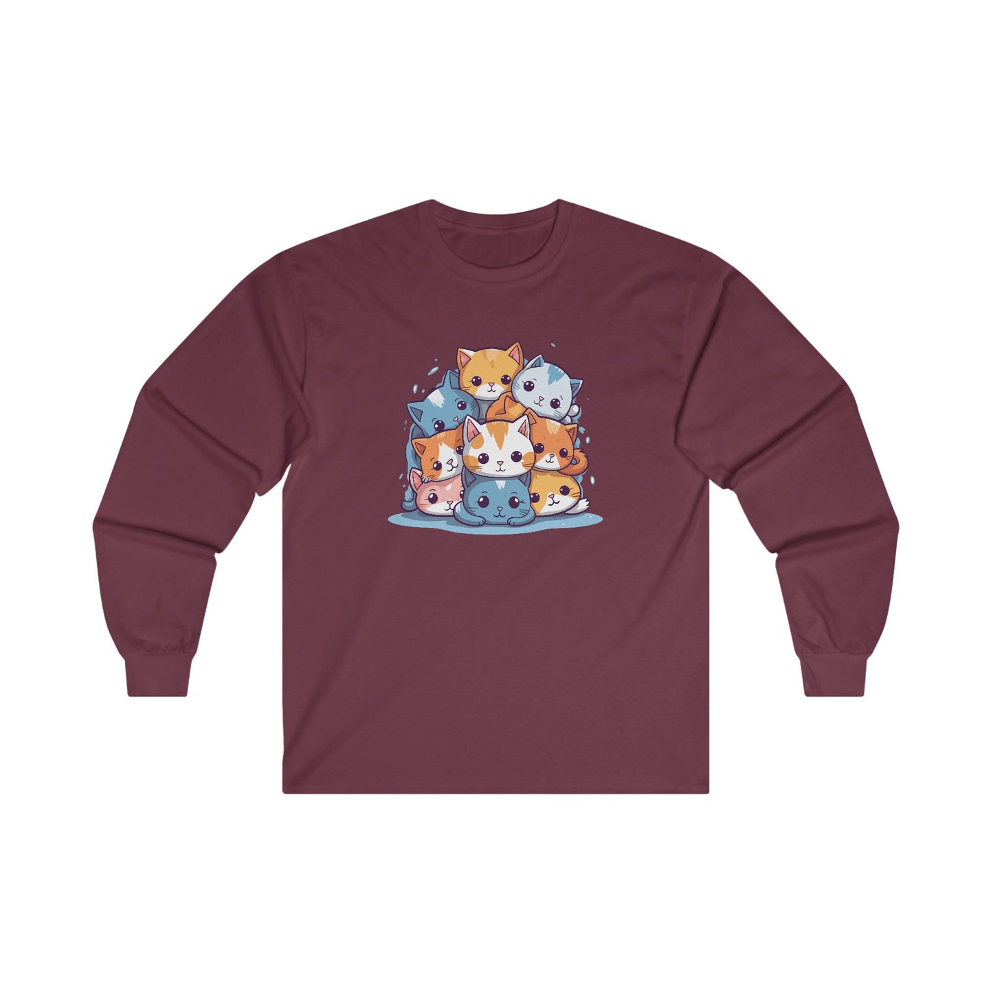 Cute Cat Pile Long Sleeve Tee