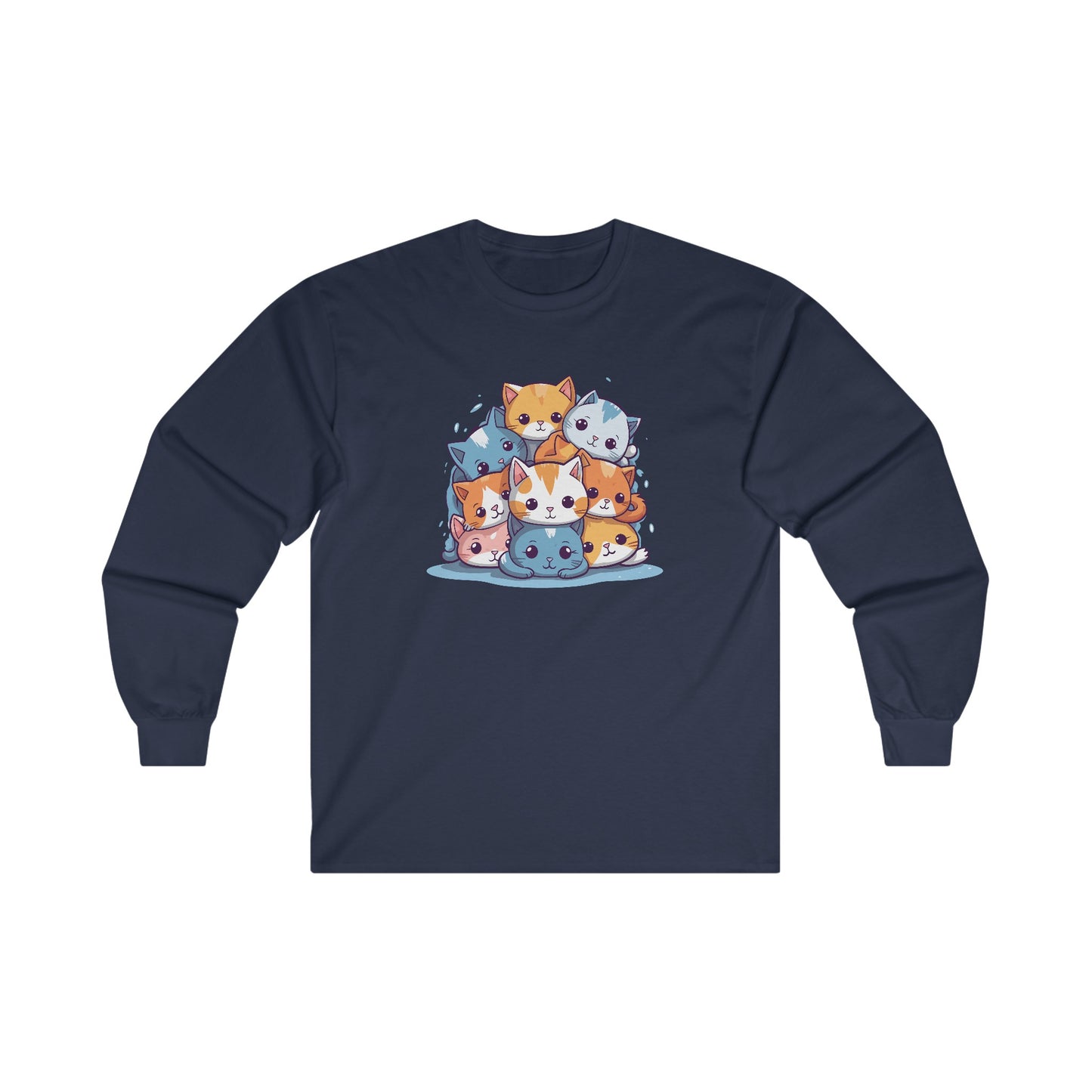 Cute Cat Pile Long Sleeve Tee
