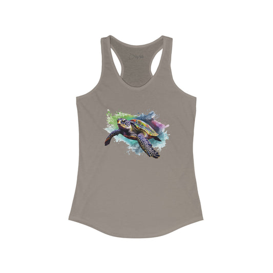 Watercolor Sea Turtle Racerback Tank