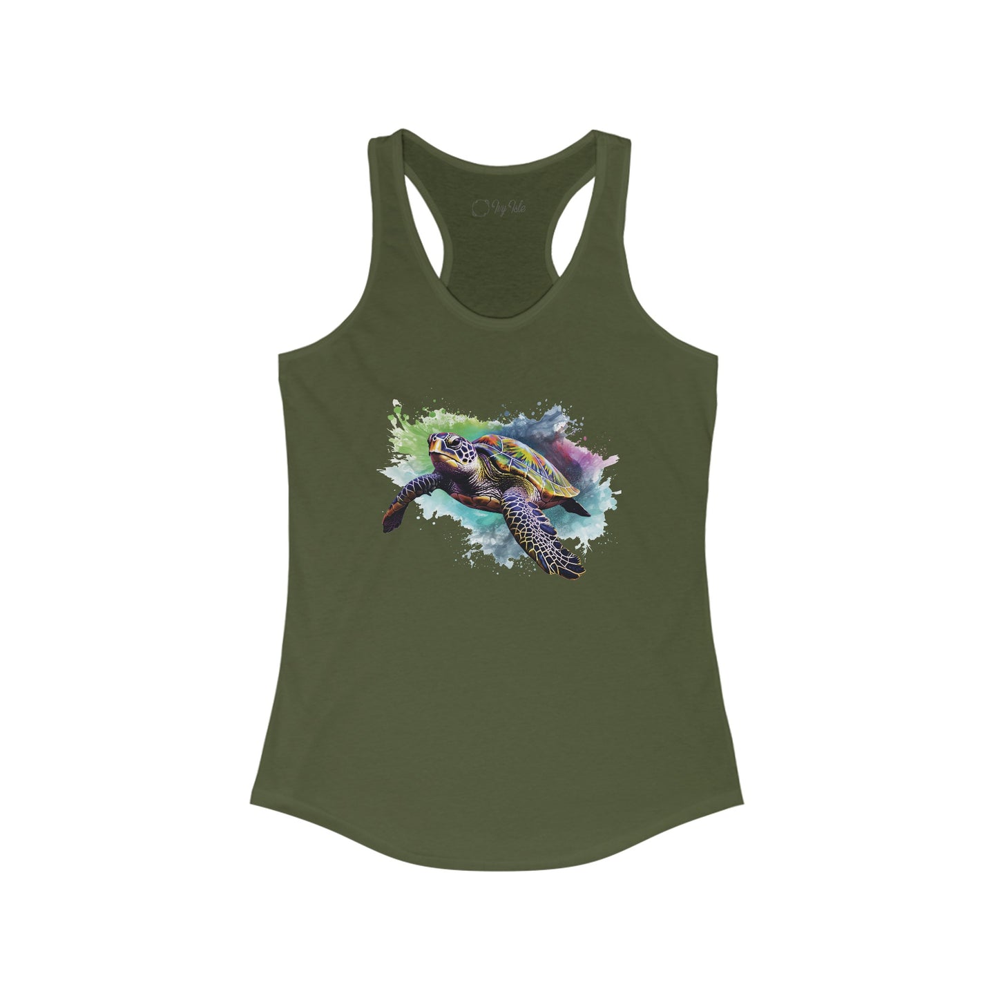 Watercolor Sea Turtle Racerback Tank