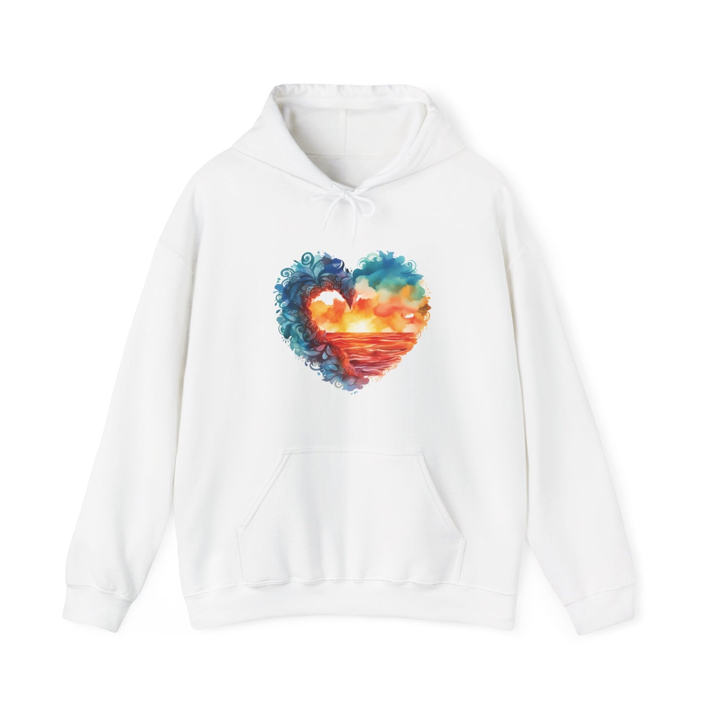 Abstract Sunset Heart Hooded Sweatshirt