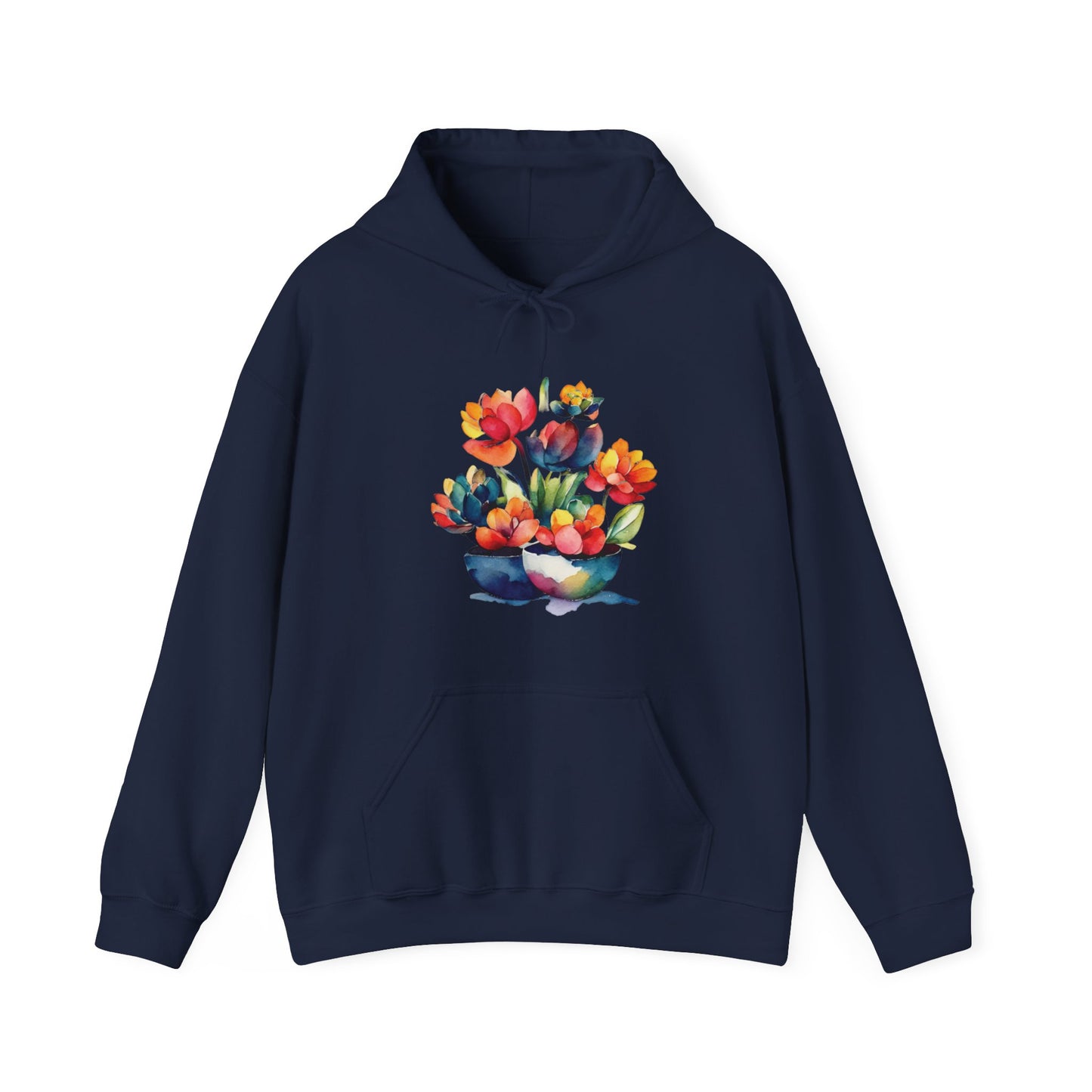 Watercolor Succulent Flowers Hooded Sweatshirt
