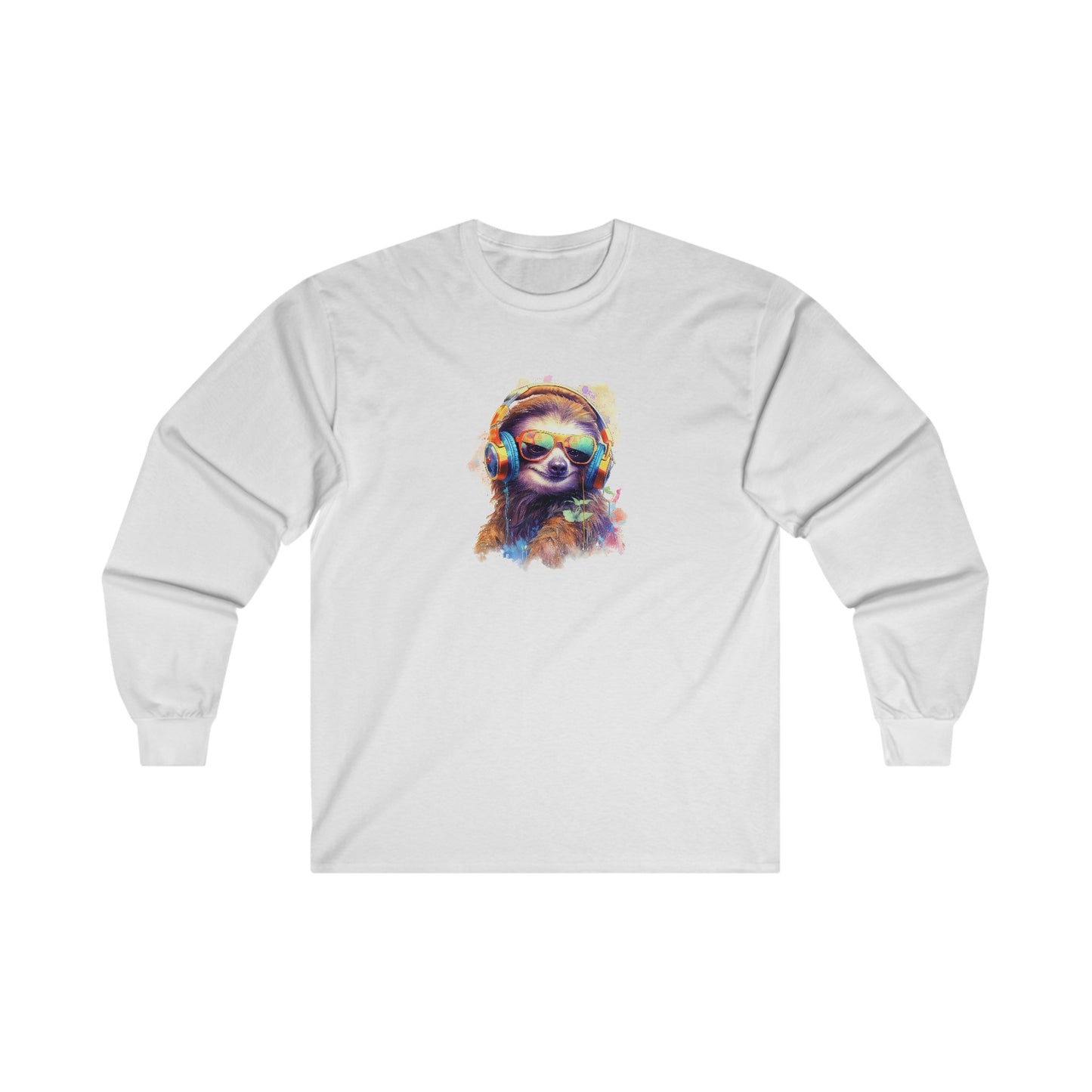 Sloth with Headphones Long Sleeve Tee