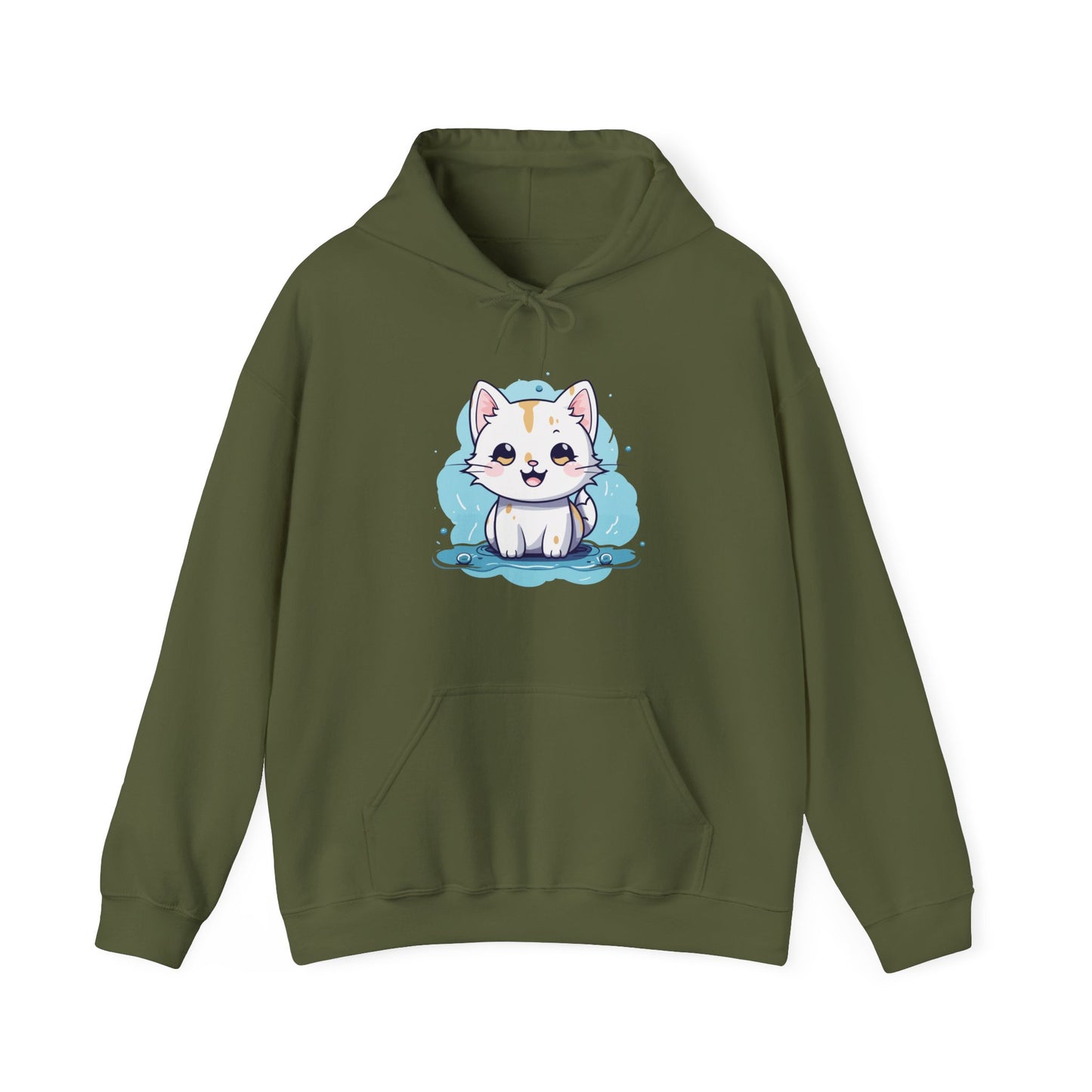 Cute Blue Cat Hooded Sweatshirt