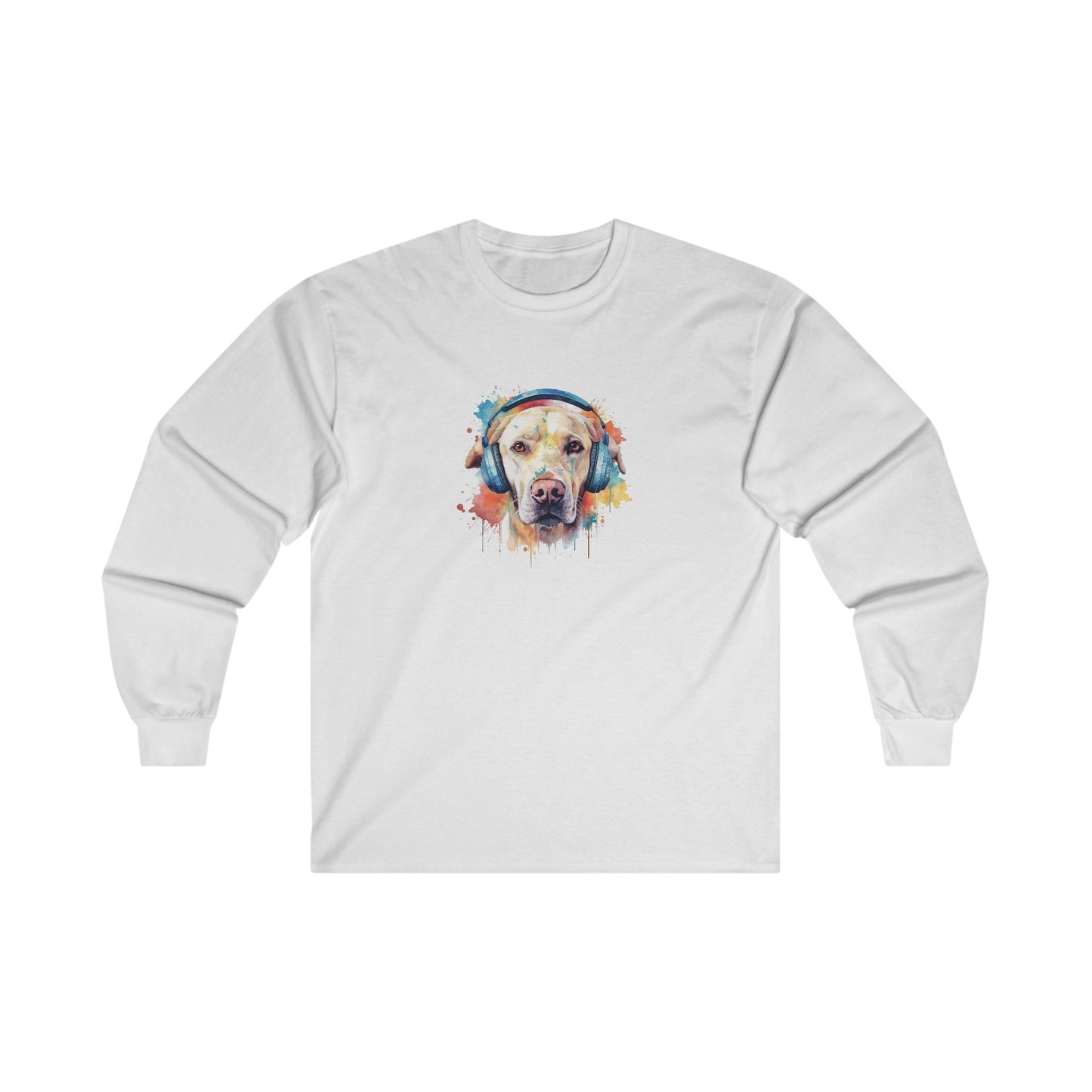 Labrador Retriever with Headphones Long Sleeve Tee