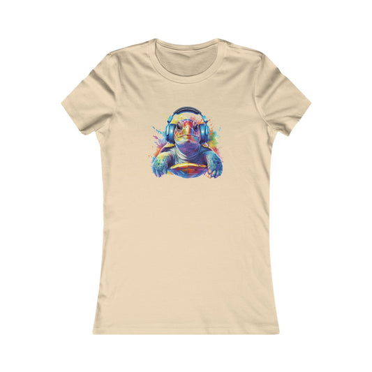 Turtle with Headphones Fitted Tee