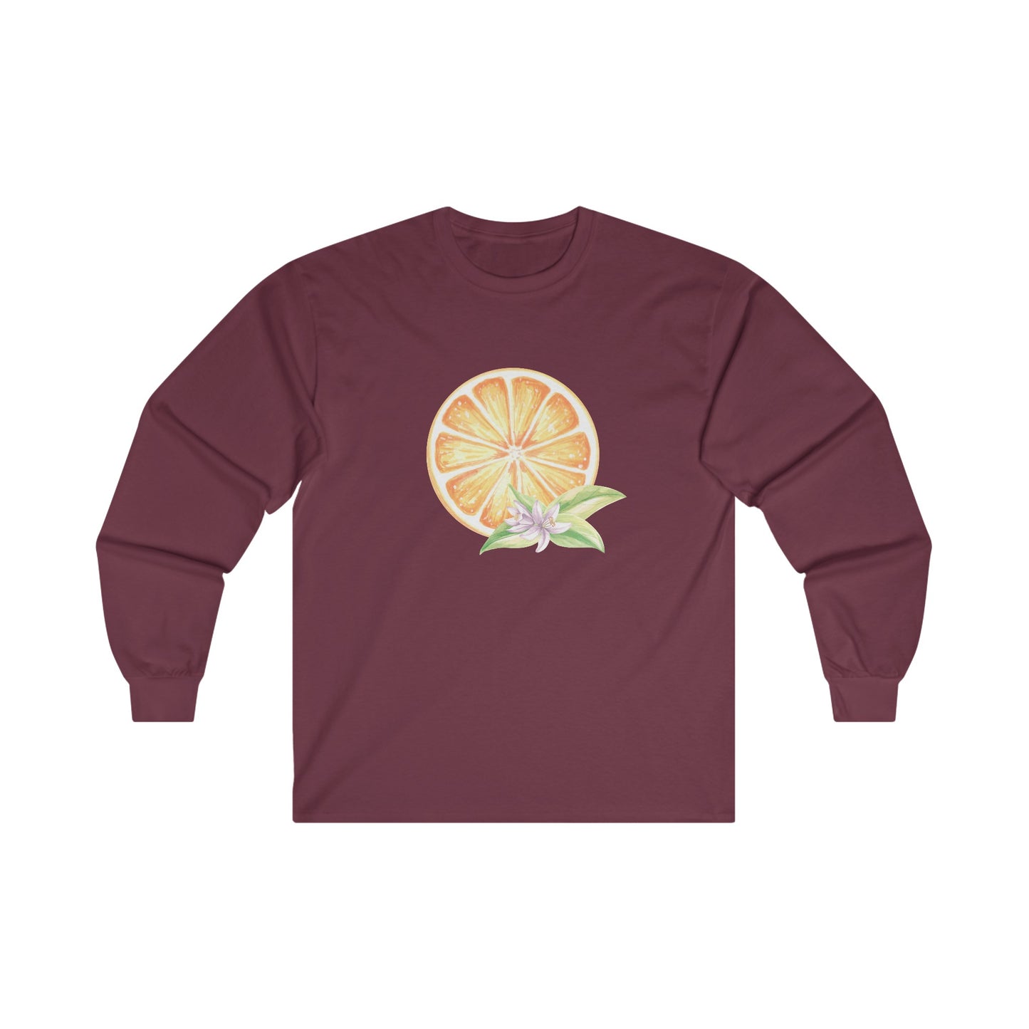 Orange and Flower Long Sleeve Tee