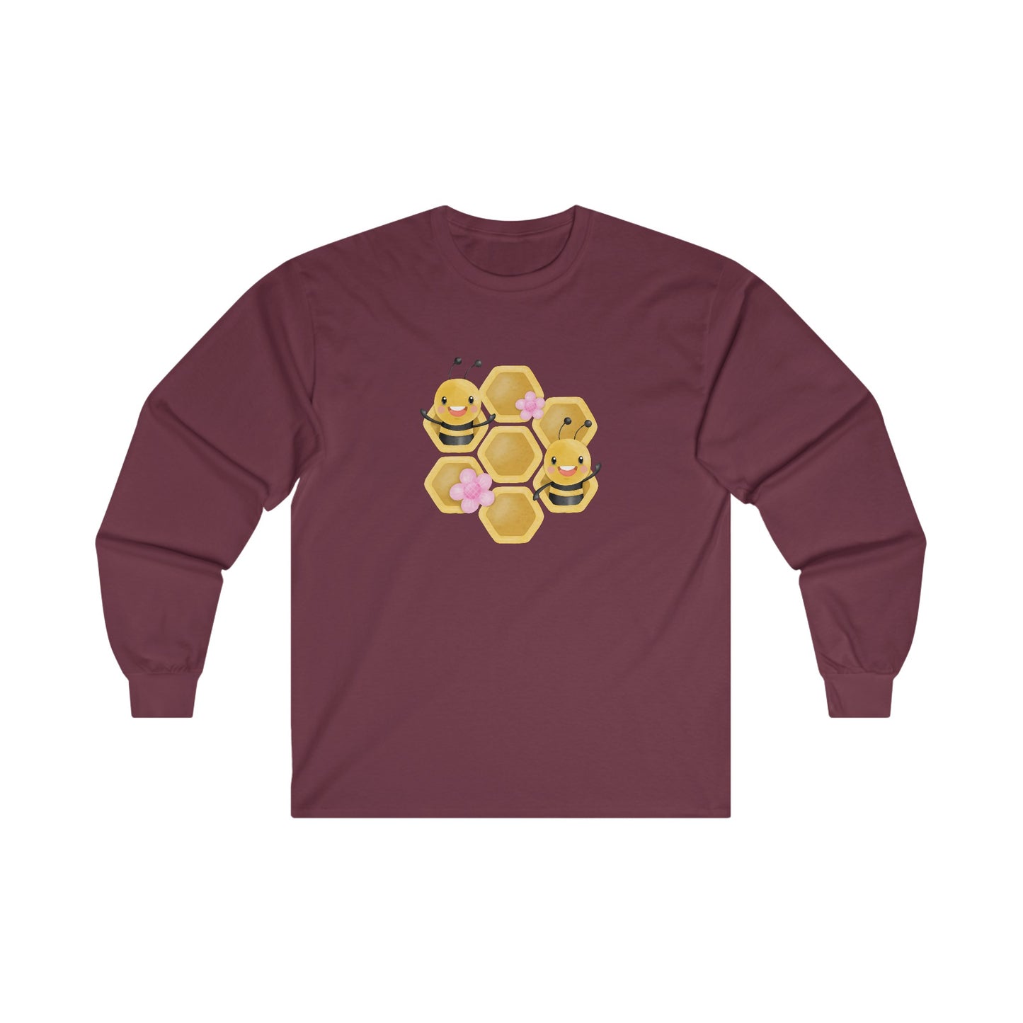 Cute Honeycomb Bee Long Sleeve Tee