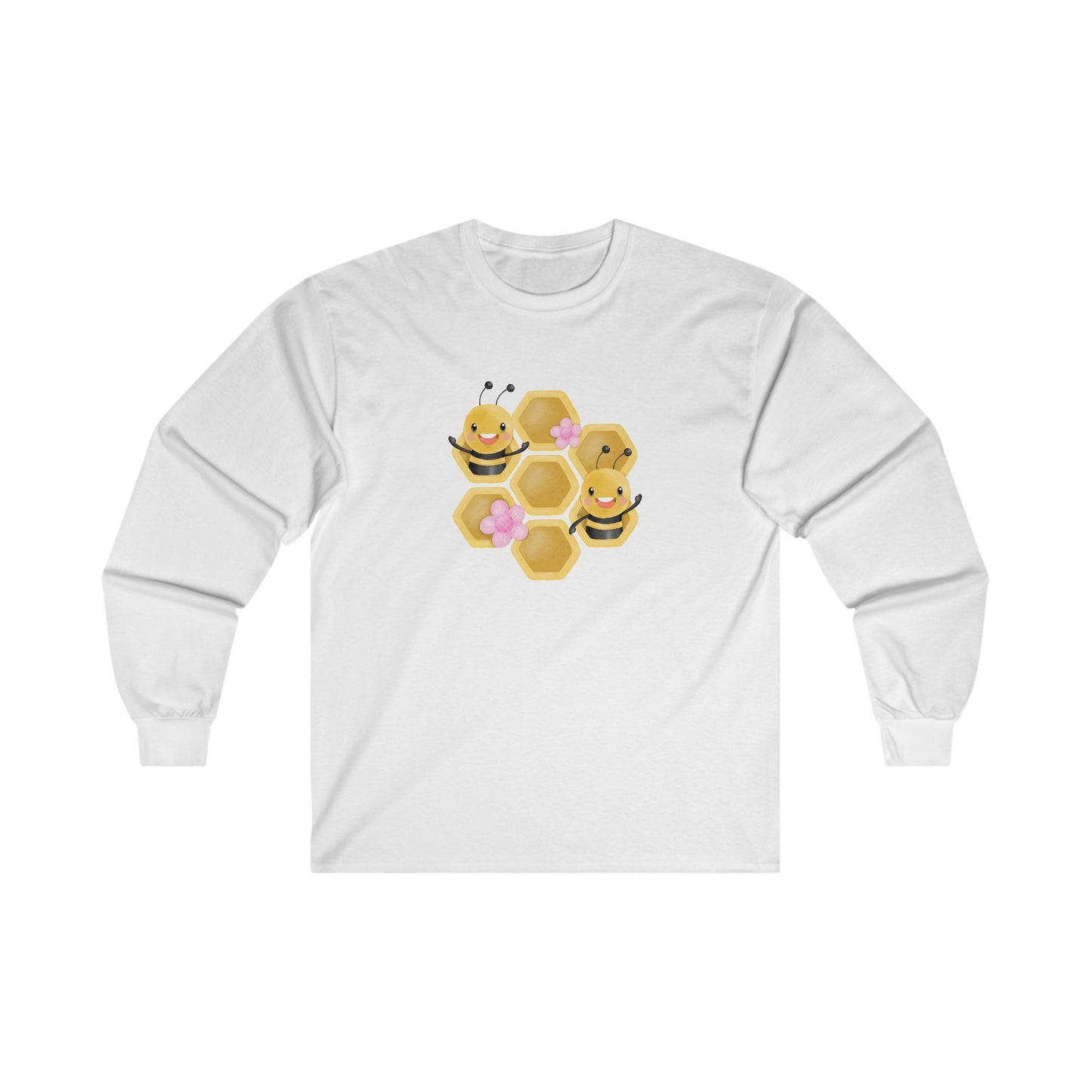 Cute Honeycomb Bee Long Sleeve Tee