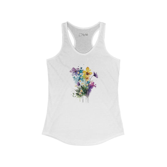 Watercolor Spring Flowers Racerback Tank