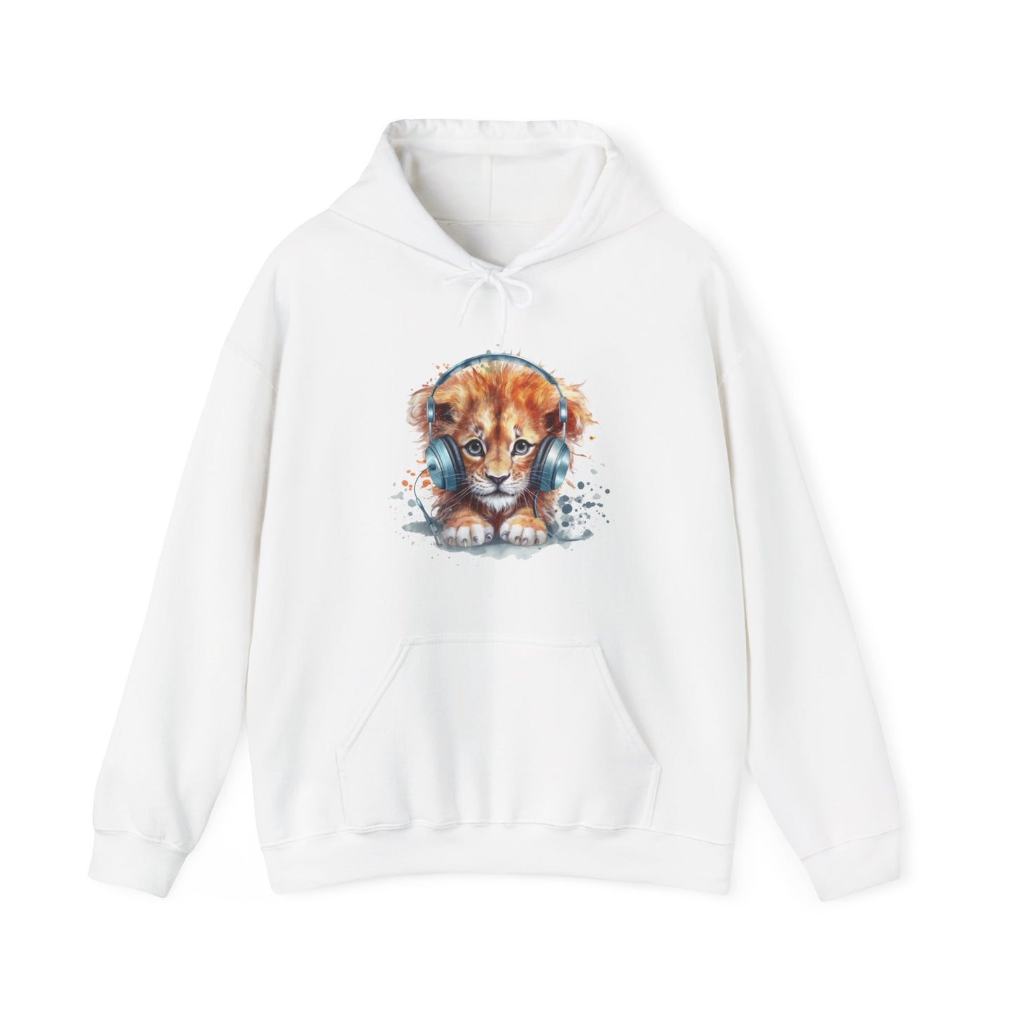 Lion with Headphones Hooded Sweatshirt